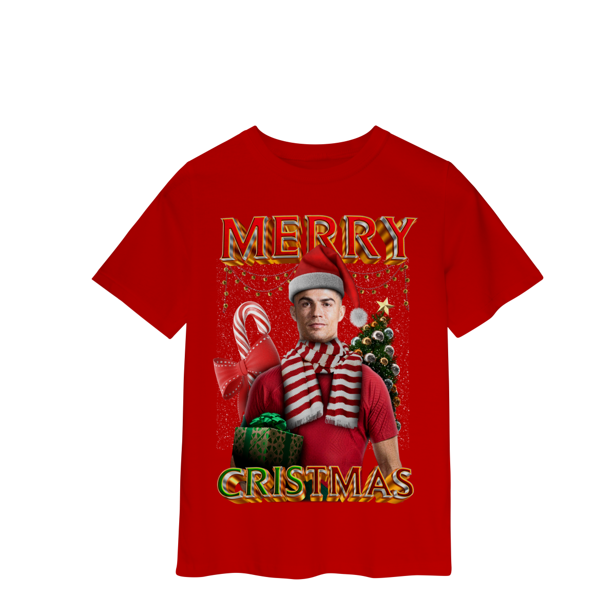 Camiseta Infantil Vermelha Merry Cristmas