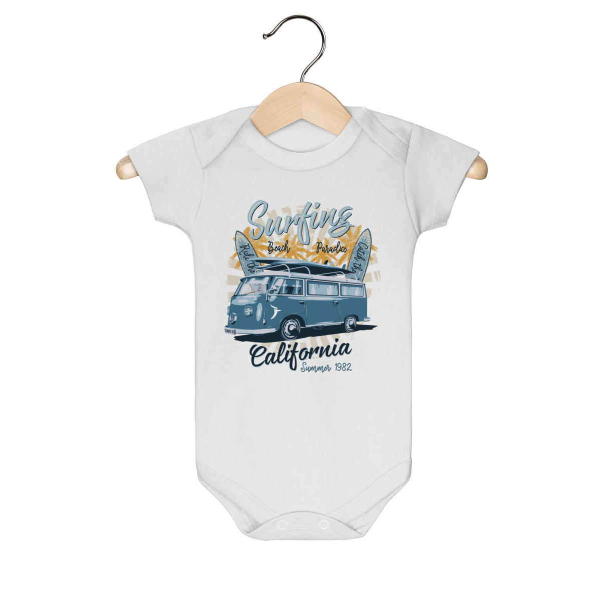 Body Bebê Kombi - Surfing Beach California