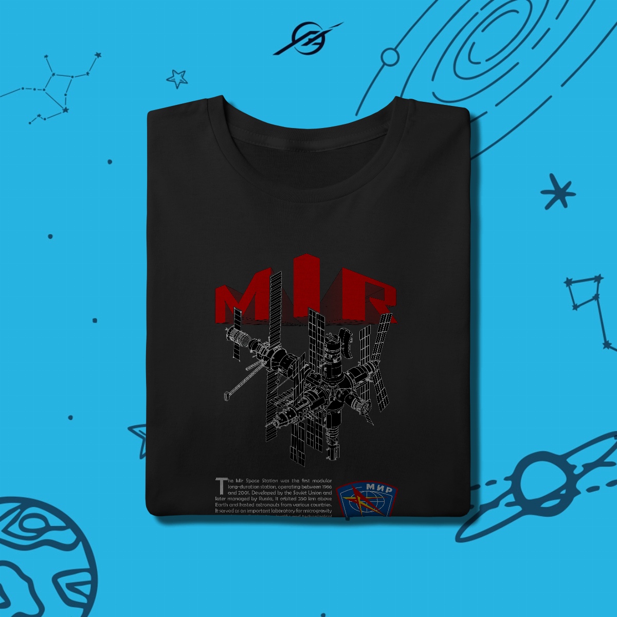 Camiseta Masculina Mir Space Station 