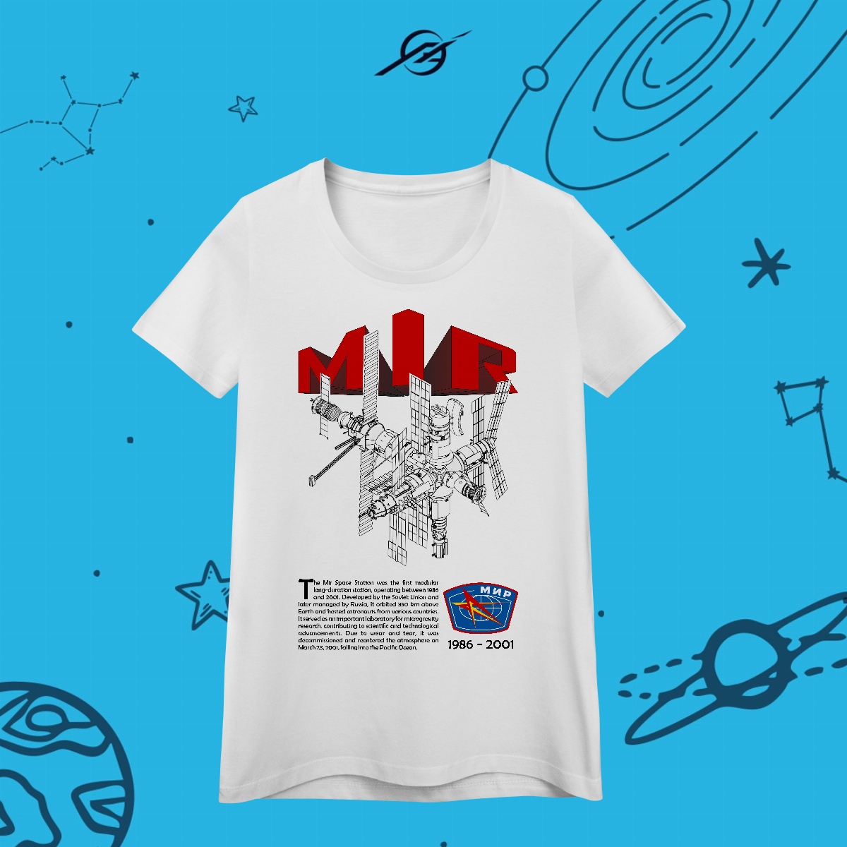 Camiseta Feminina Mir Space Station 