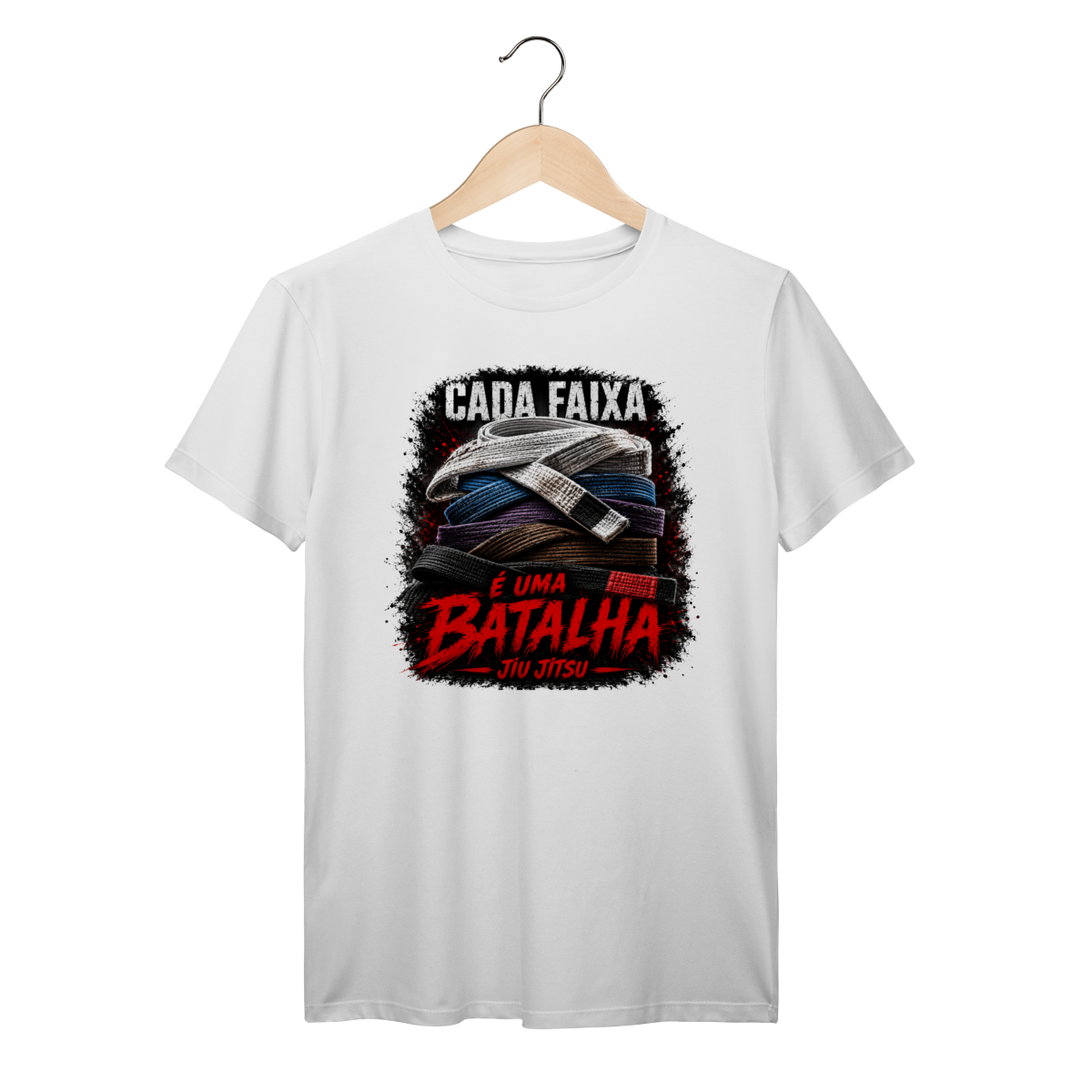 Camiseta Jiu Jitsu Algodão Sem Atalho Só Tatame Faixas Coloridas