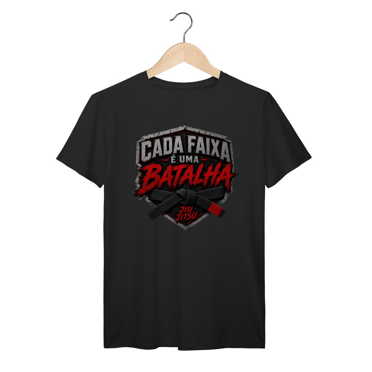 Camiseta Jiu Jitsu Algodão Cada Faixa é Uma Batalha Faixa Preta