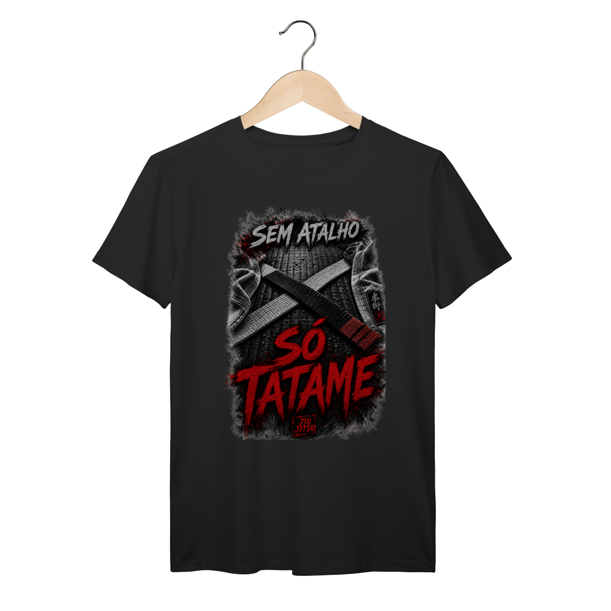 Camiseta Jiu Jitsu Algodão Sem Atalho Só Tatame Faixa Preta