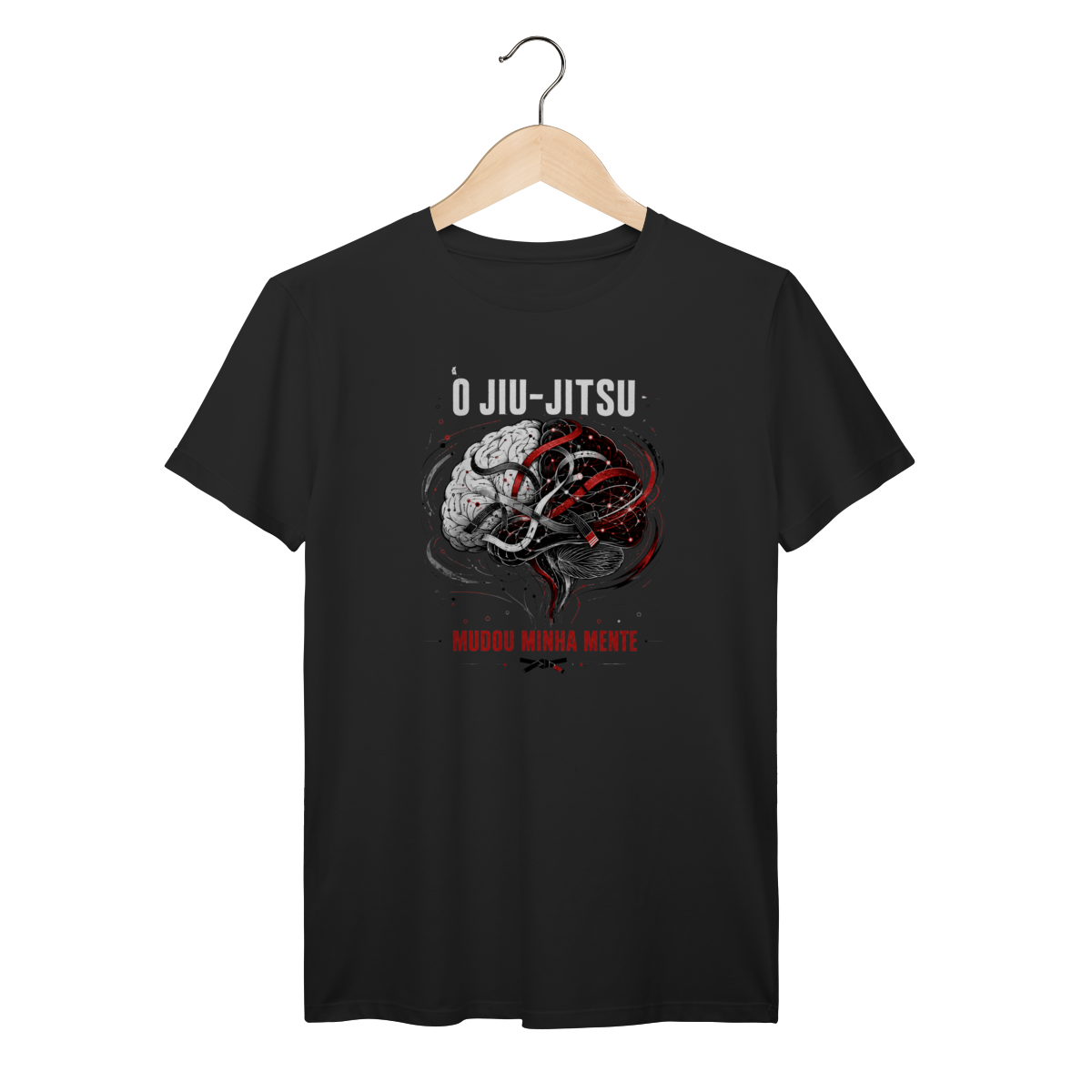 Camiseta Jiu Jitsu Algodão Mudou Minha Mente Cérebro Arte Suave