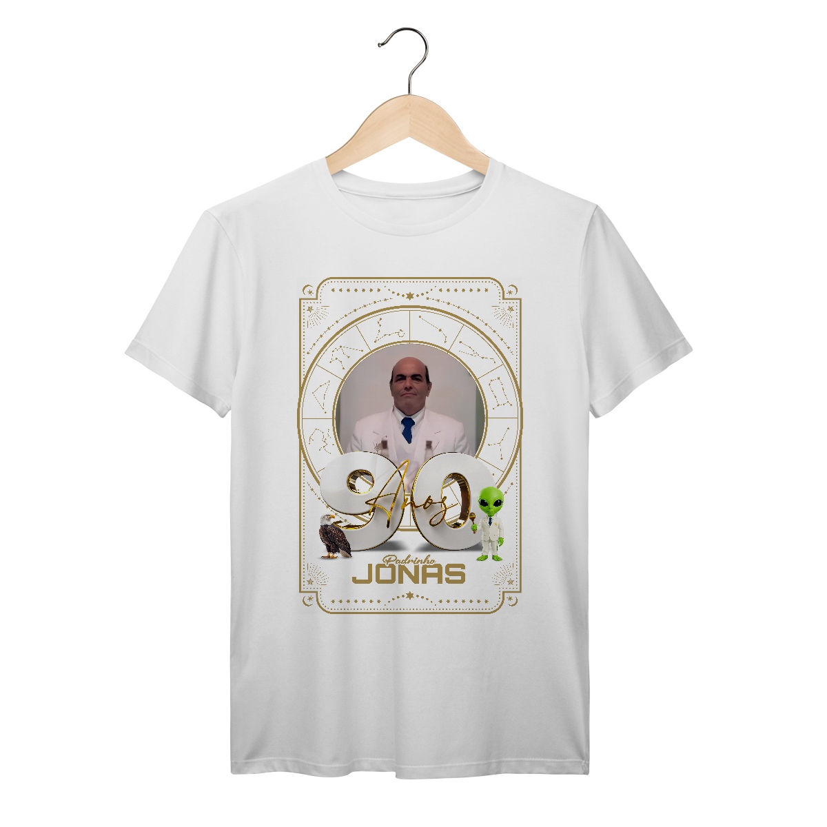 Nome do produto: Camiseta PRIME 90 Anos Padrinho Jonas