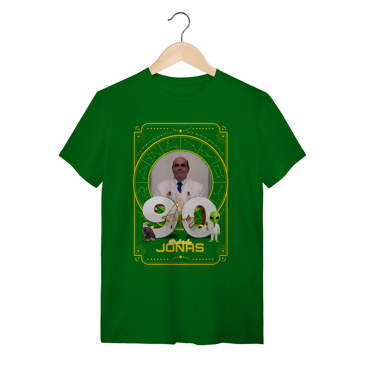 Camiseta Verde Quality 90 Anos Padrinho Jonas