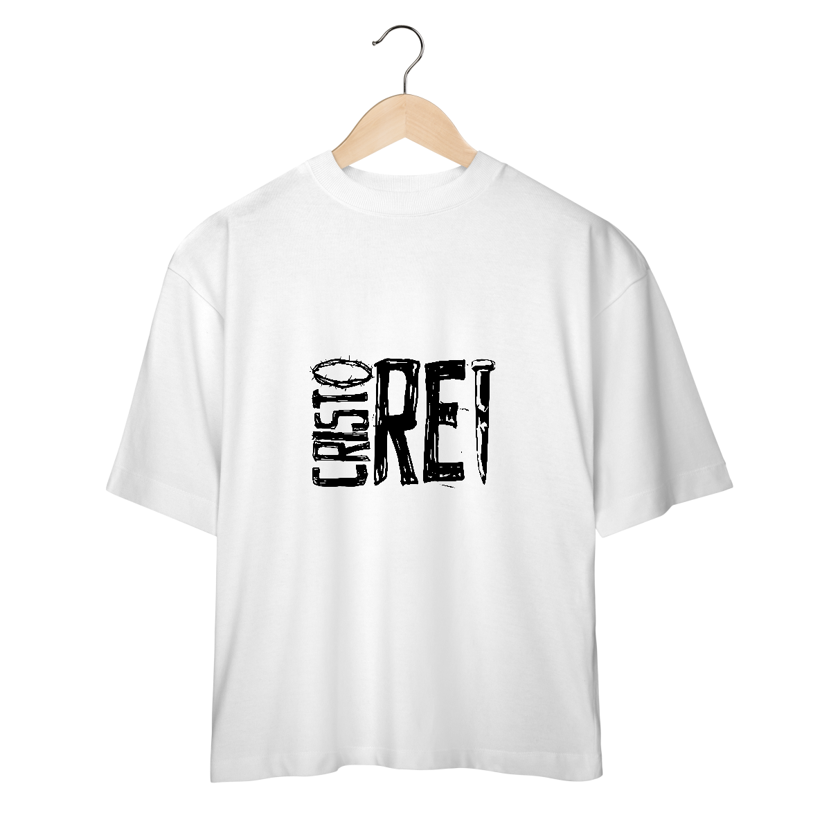 Nome do produto: Camiseta Oversized Cristã Cristo Rei DUFOGO – Streetwear Gospel