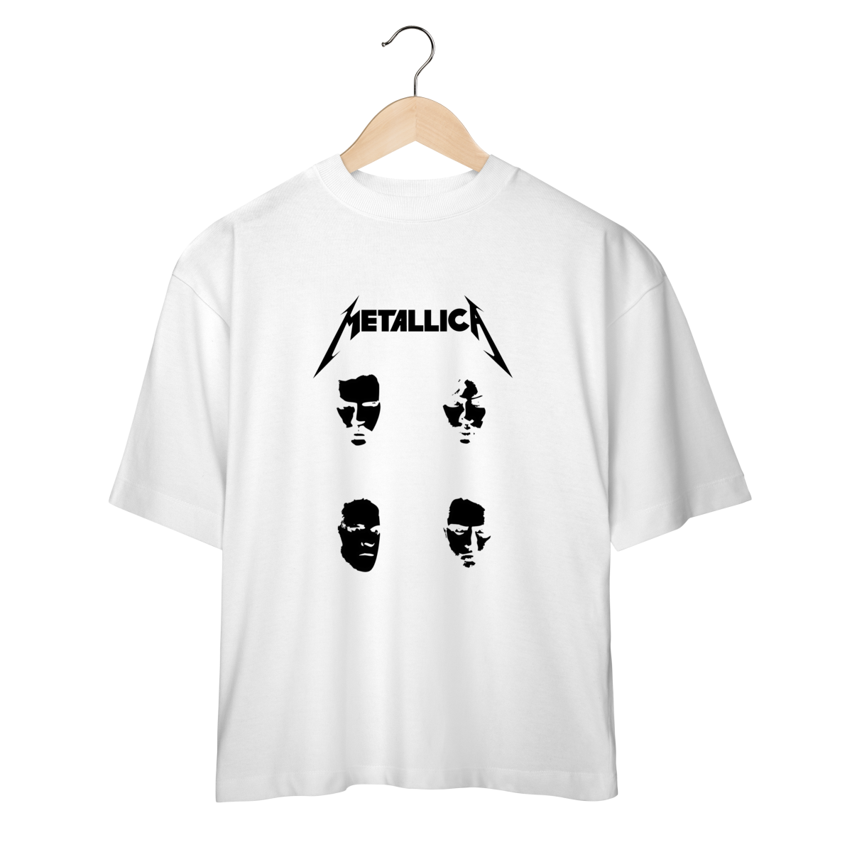 Camiseta Oversized - Metallica faces