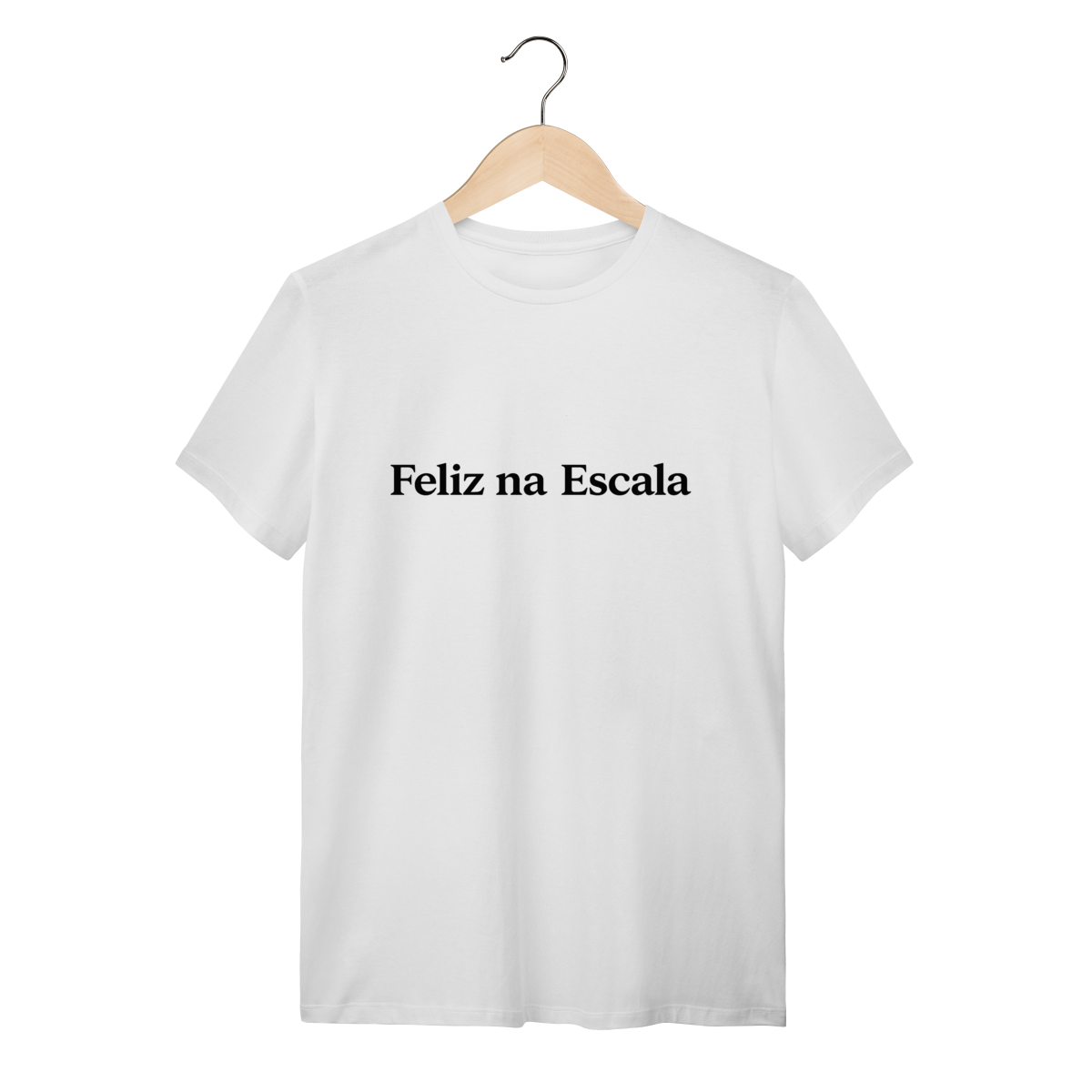 Camiseta Branca Feliz na Escala