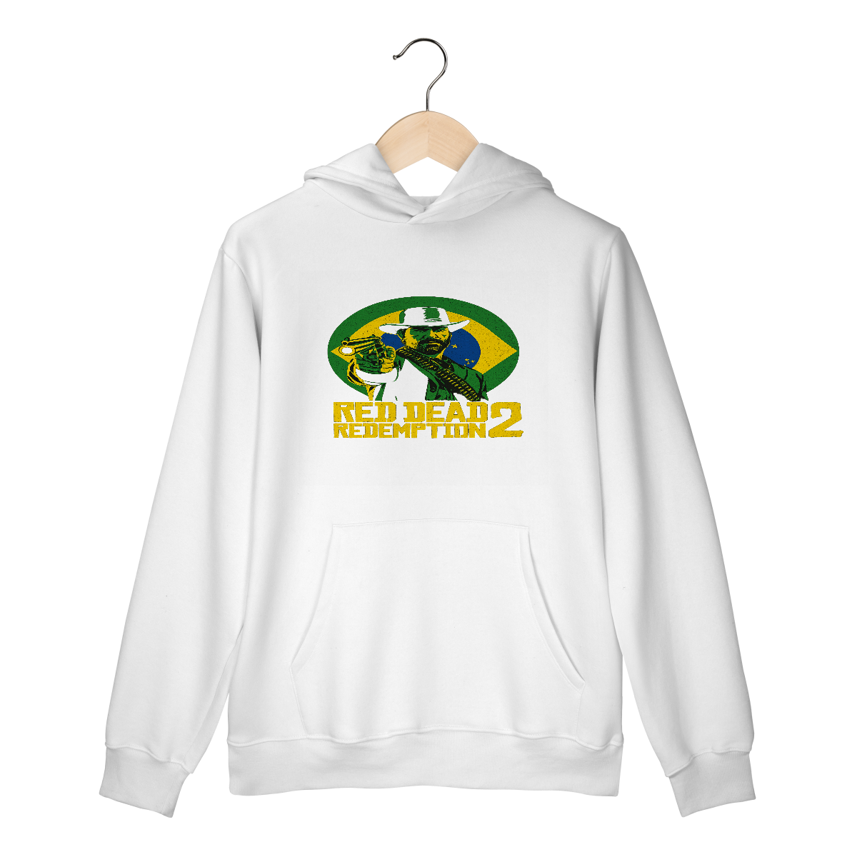 Moletom Red Dead Redemption 2 Brasil PREMIUM  | Branco e Preto | Blusa de touca e bolso frio inverno