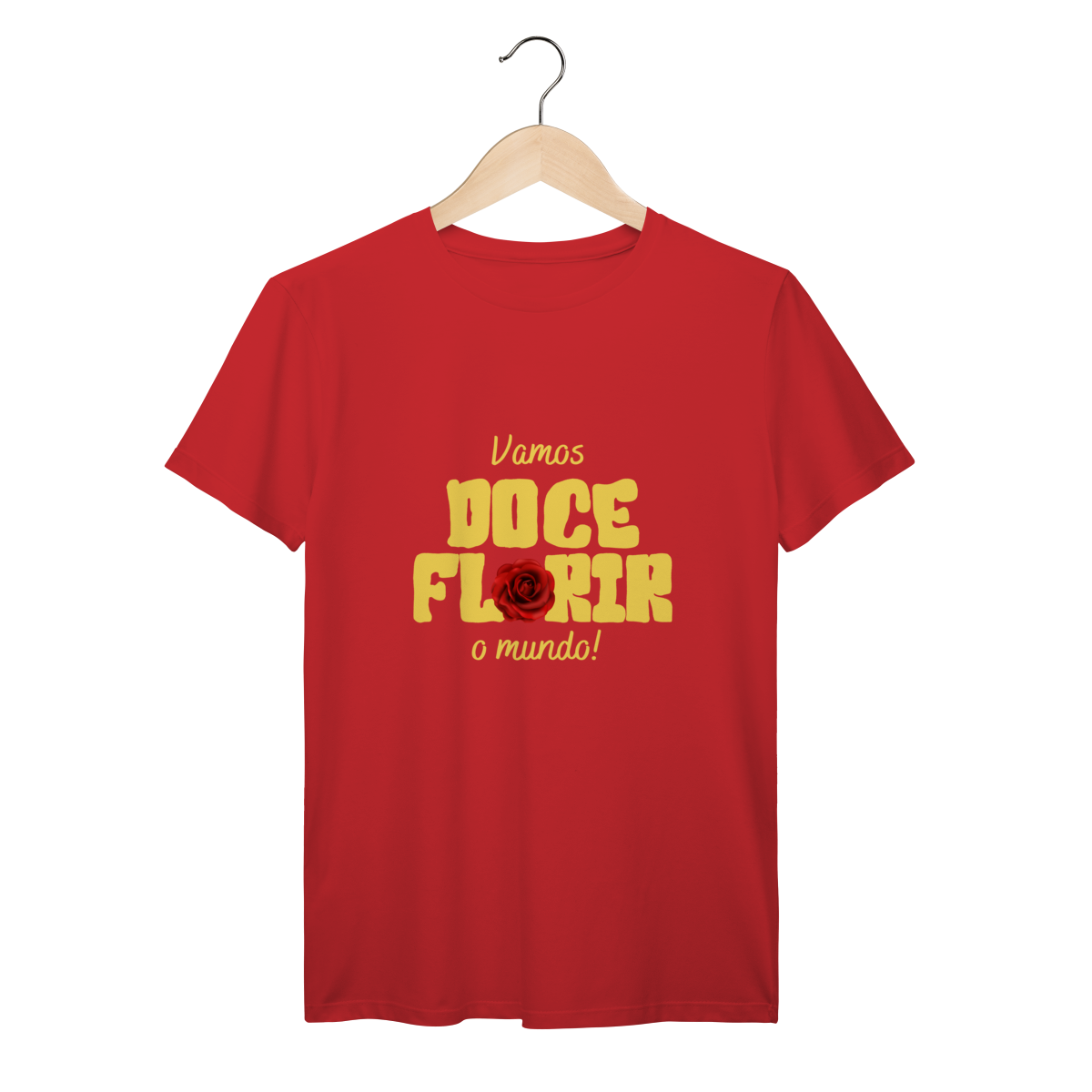 Camisa Vermelha - Linha Premium - Vamos Doceflorir o mundo - Rosa