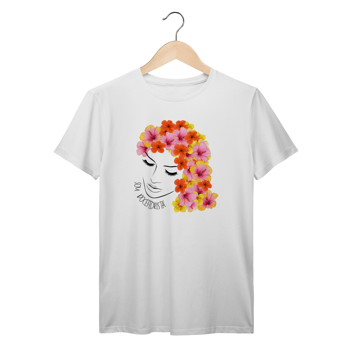 Camisa Branca - Linha Premium - Mulher de flores 1
