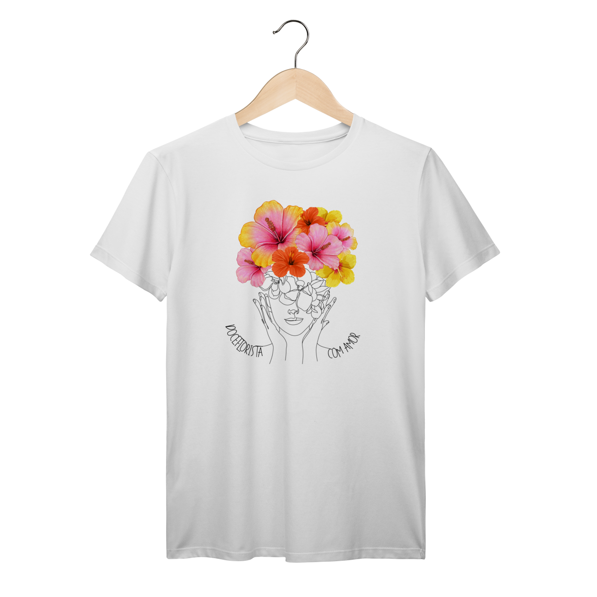 Camisa Branca - Linha Premium - Mulher de flores 2