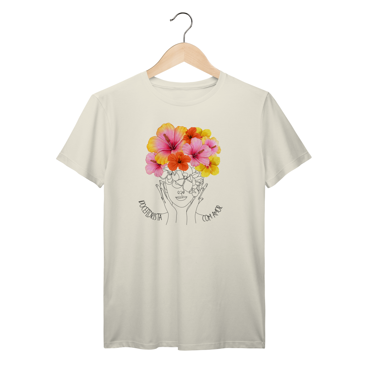 Camisa Marfim - Linha Premium - Mulher de flores 2