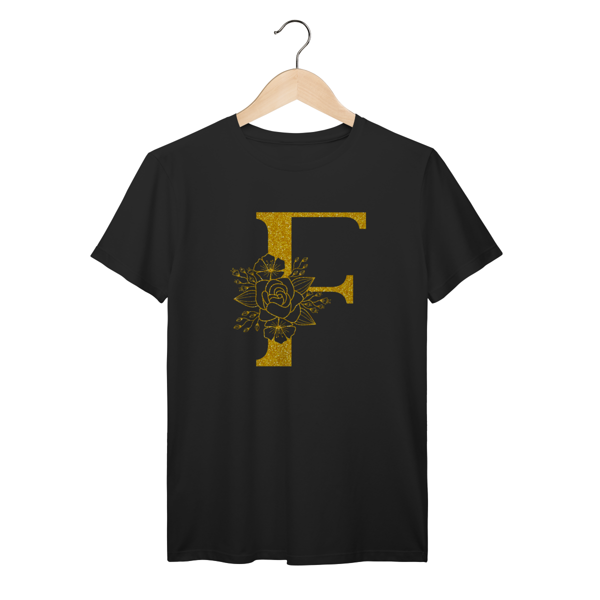 Camisa Preta - Linha Premium -  Inicial do nome F