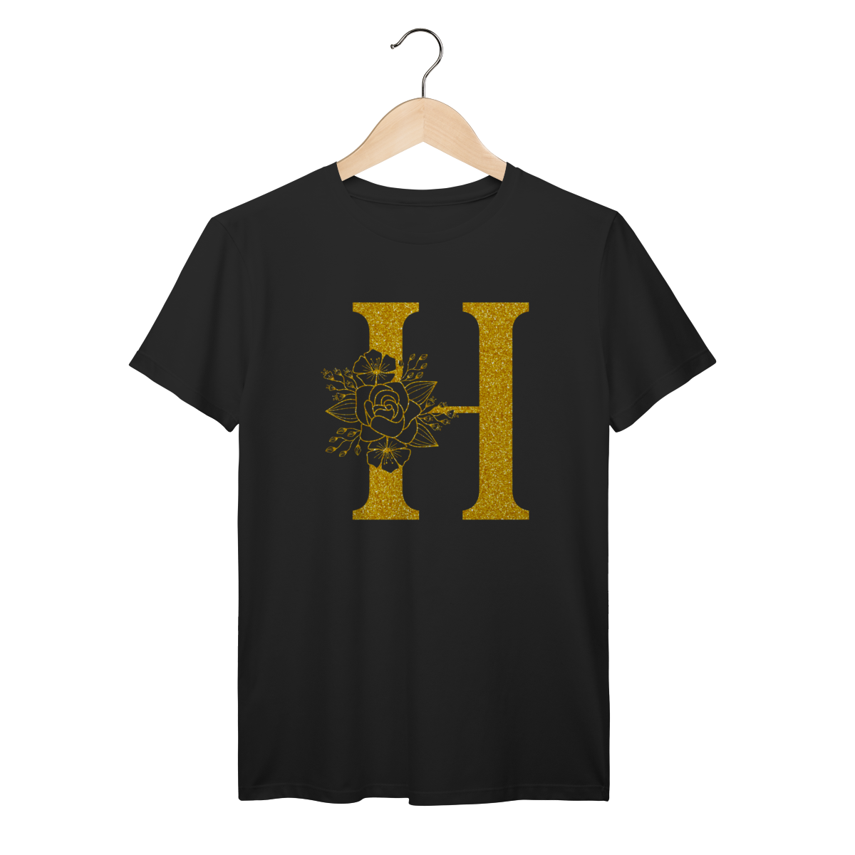 Camisa Preta - Linha Premium -  Inicial do nome H