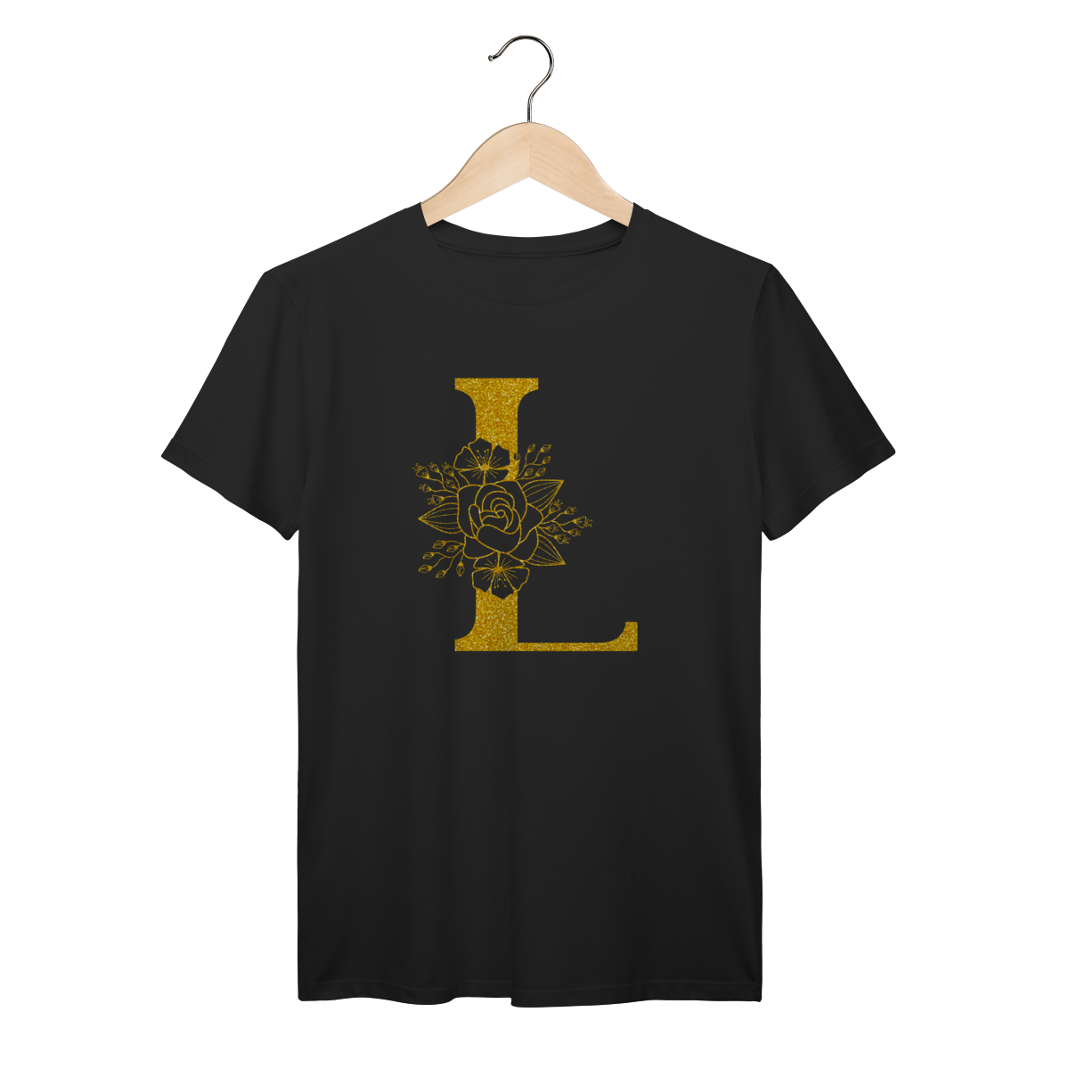 Camisa Preta - Linha Premium -  Inicial do nome L