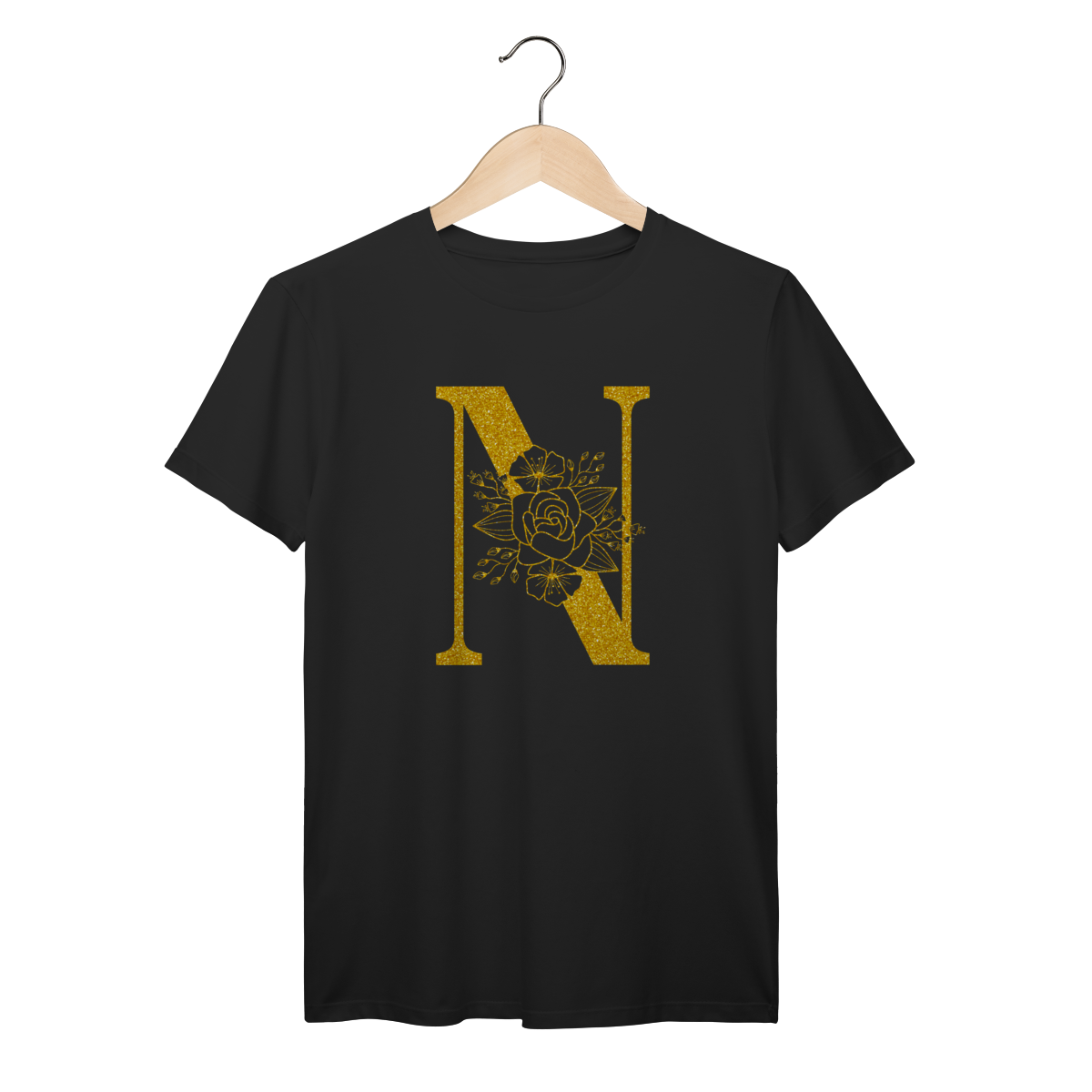 Camisa Preta - Linha Premium -  Inicial do nome N