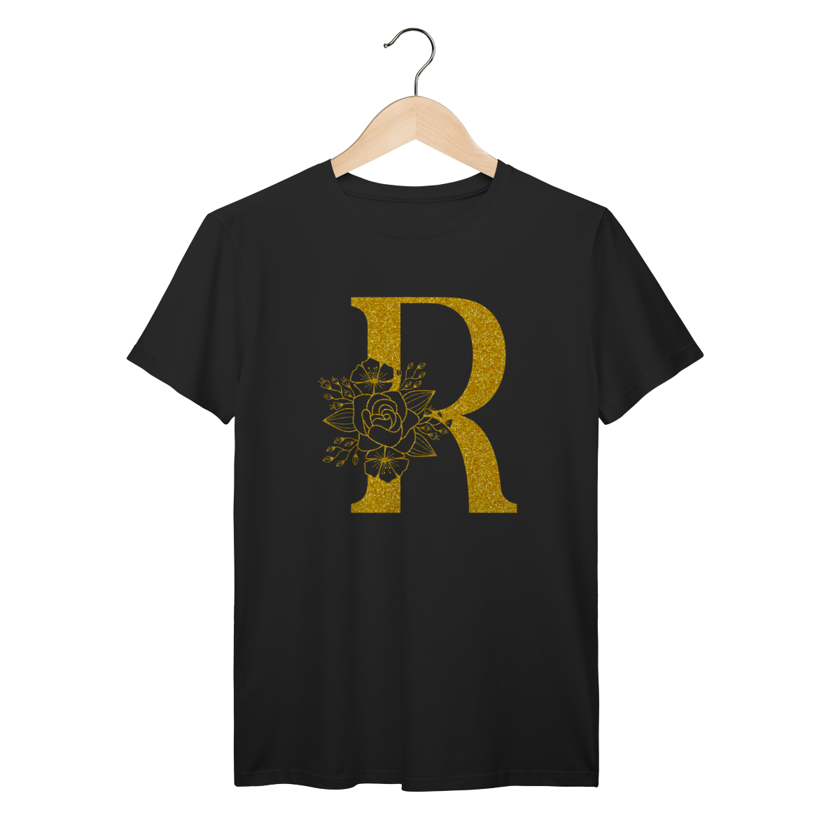 Camisa Preta - Linha Premium -  Inicial do nome R