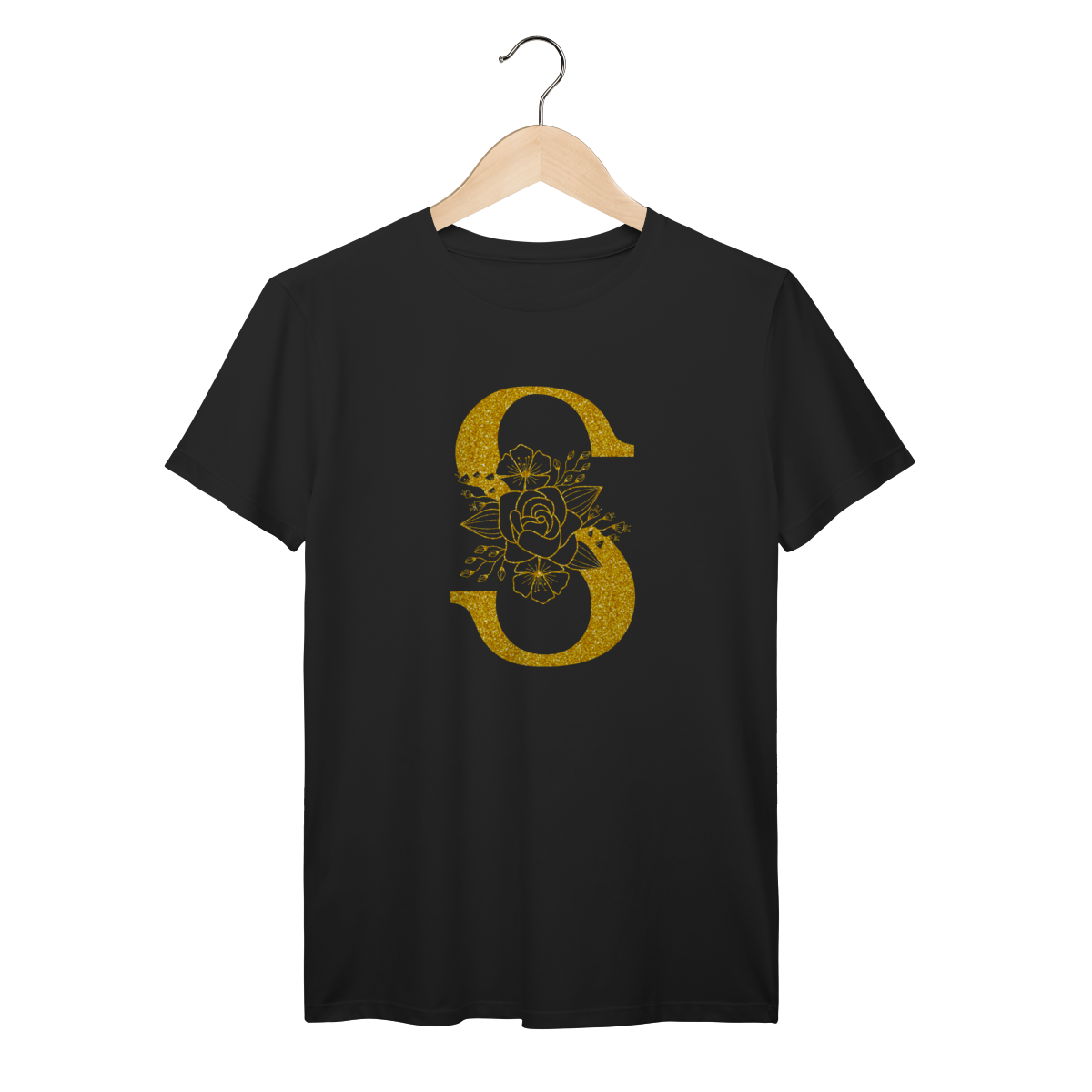 Camisa Preta - Linha Premium -  Inicial do nome S