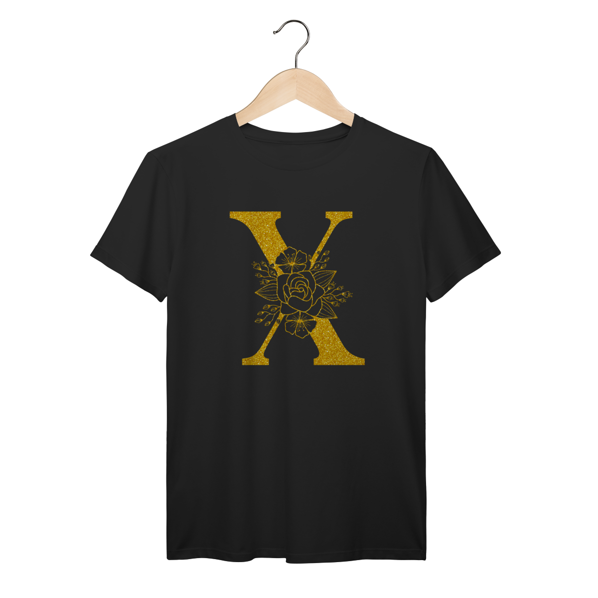 Camisa Preta - Linha Premium -  Inicial do nome X