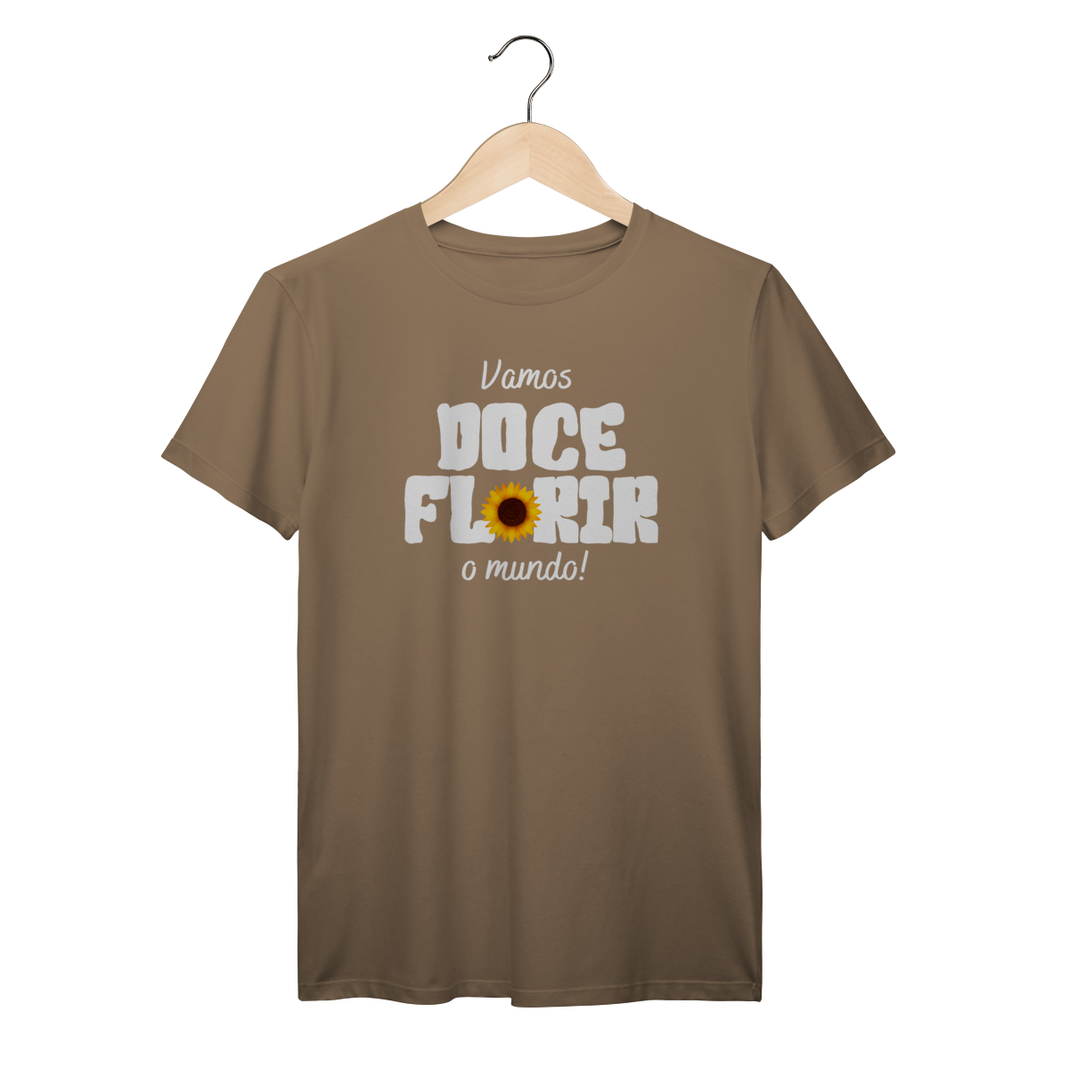 Camisa Marrom - Linha Premium - Vamos Doceflorir o mundo - Girassol