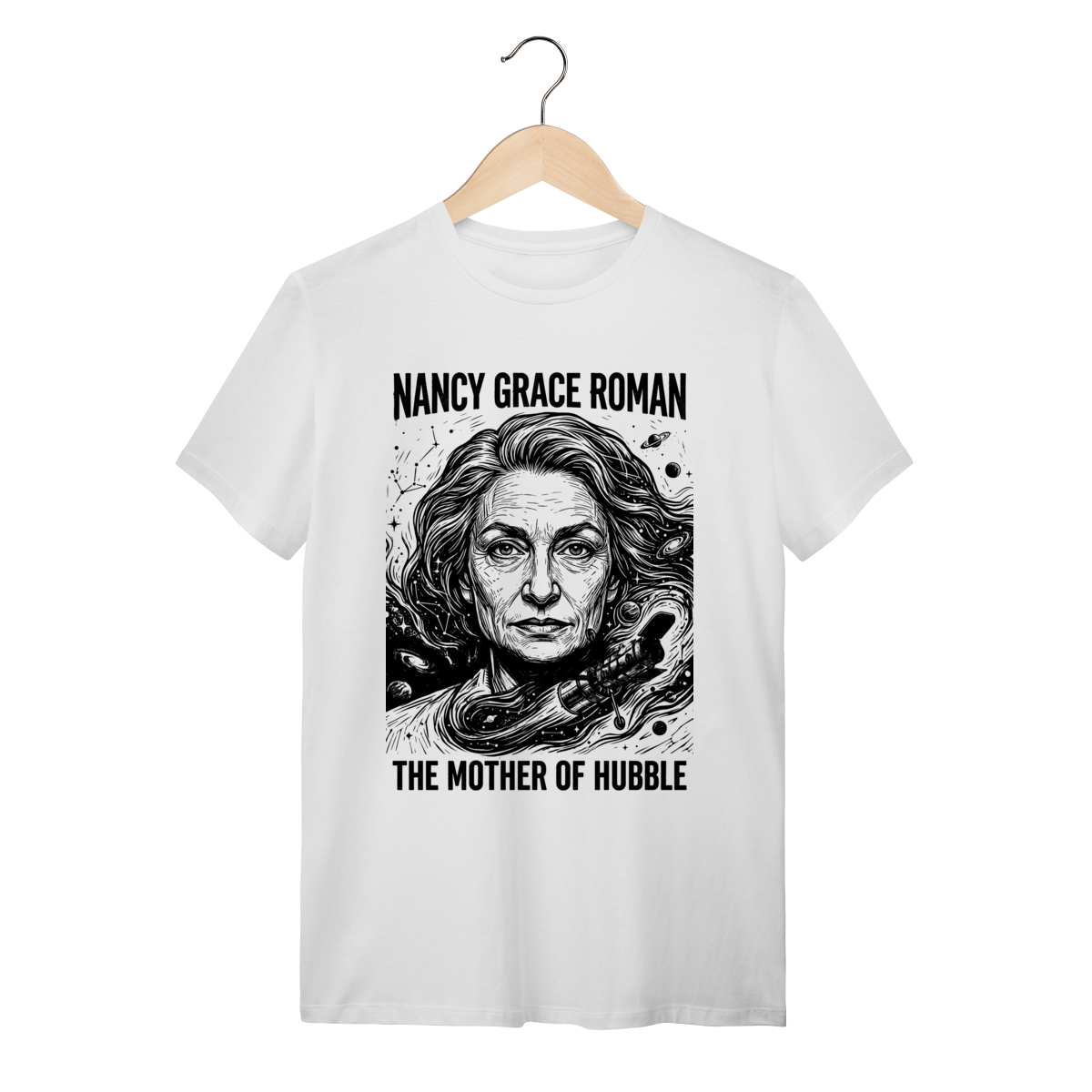 Camiseta Branca Estampa Nancy Grace Roman The Mother Of Hubble