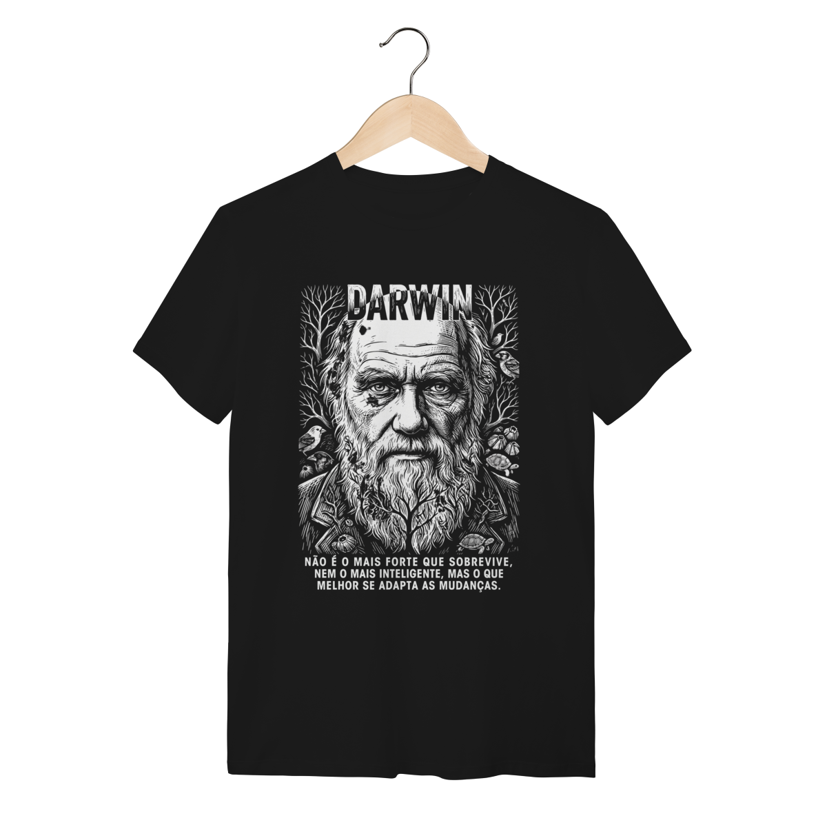 Camiseta Ciência Darwin Adaptação Tentilhões Fósseis
