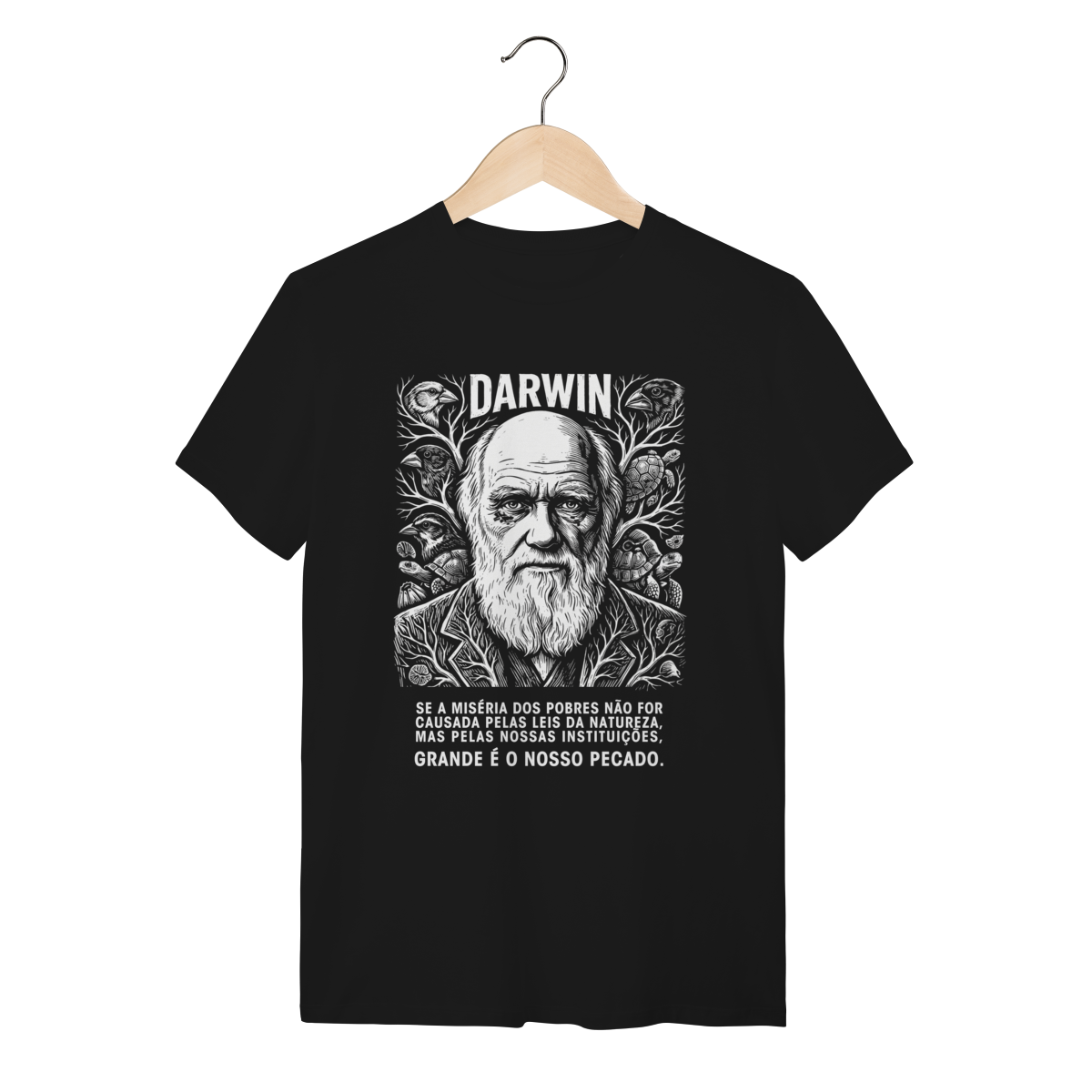 Camiseta Charles Darwin Aves Tartarugas Evolução Vida