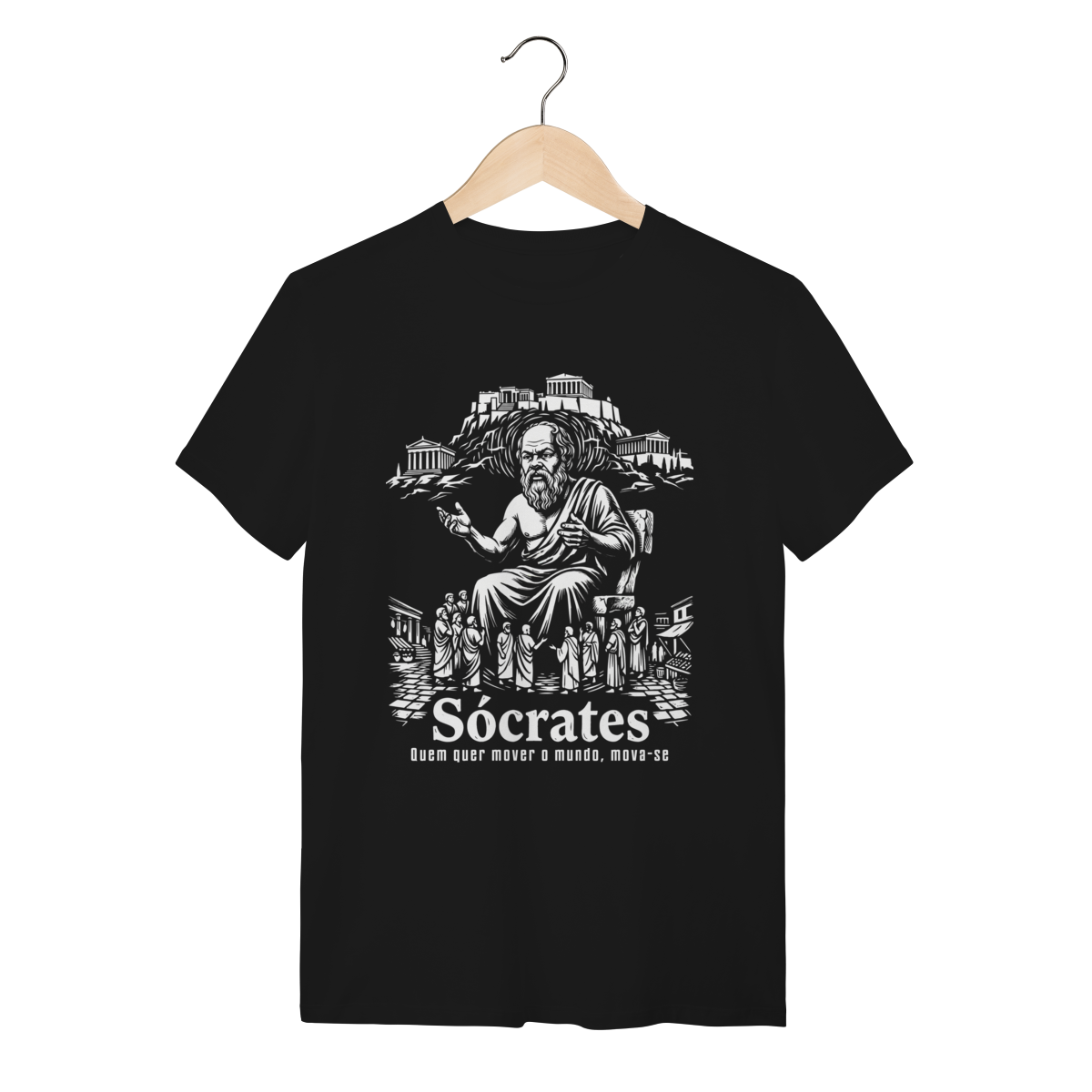 Camiseta Grécia Sócrates Ação Mover O Mundo Filosofia