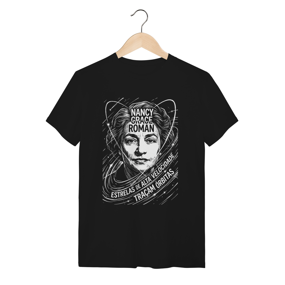 Camiseta Nancy Grace Roman Estrelas Órbitas Ciência