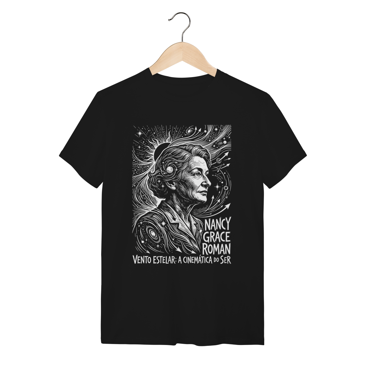 Camiseta Nancy Roman Vento Estelar Inspiração Científica