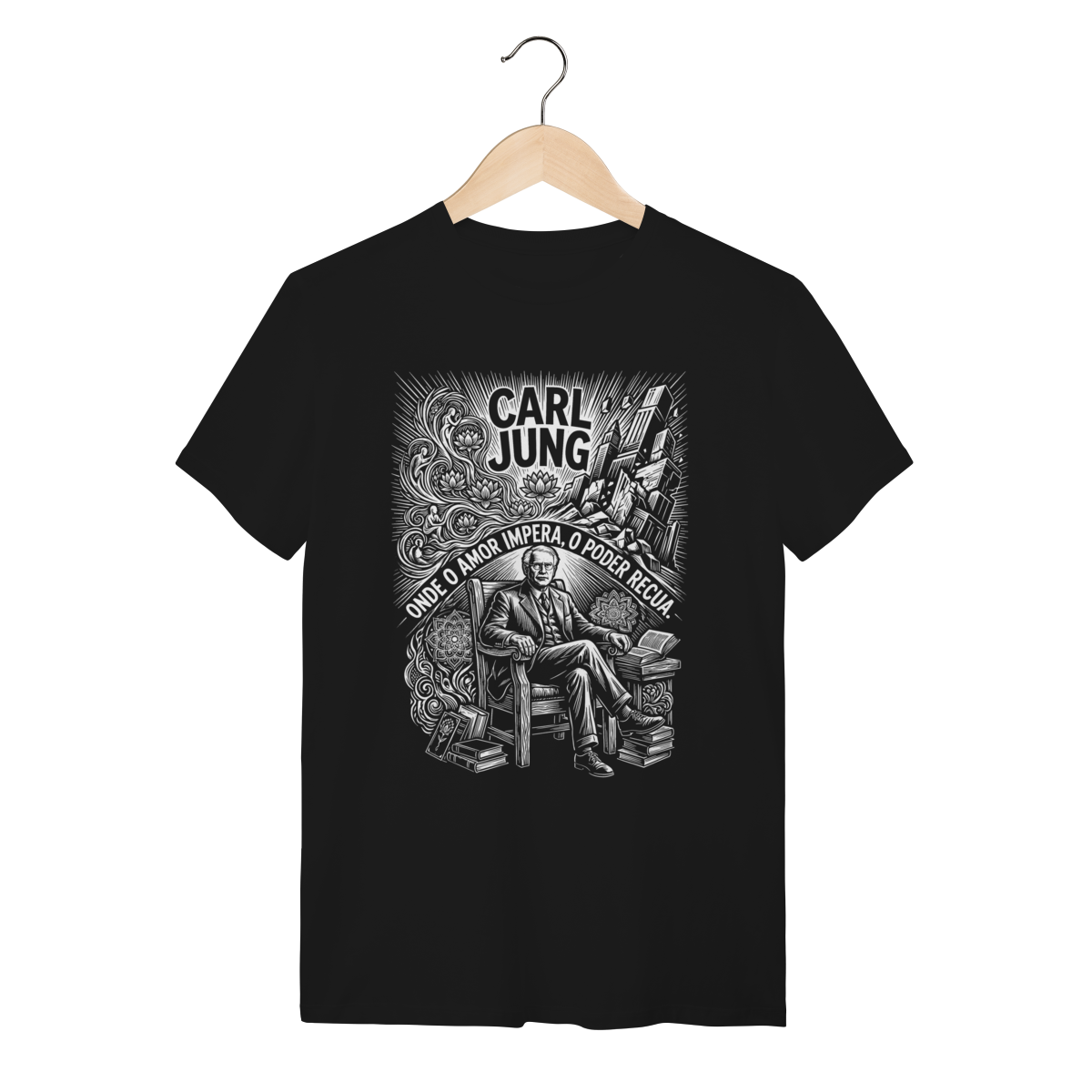 Camiseta Cultura Psicologia Carl Jung Frase Consciência