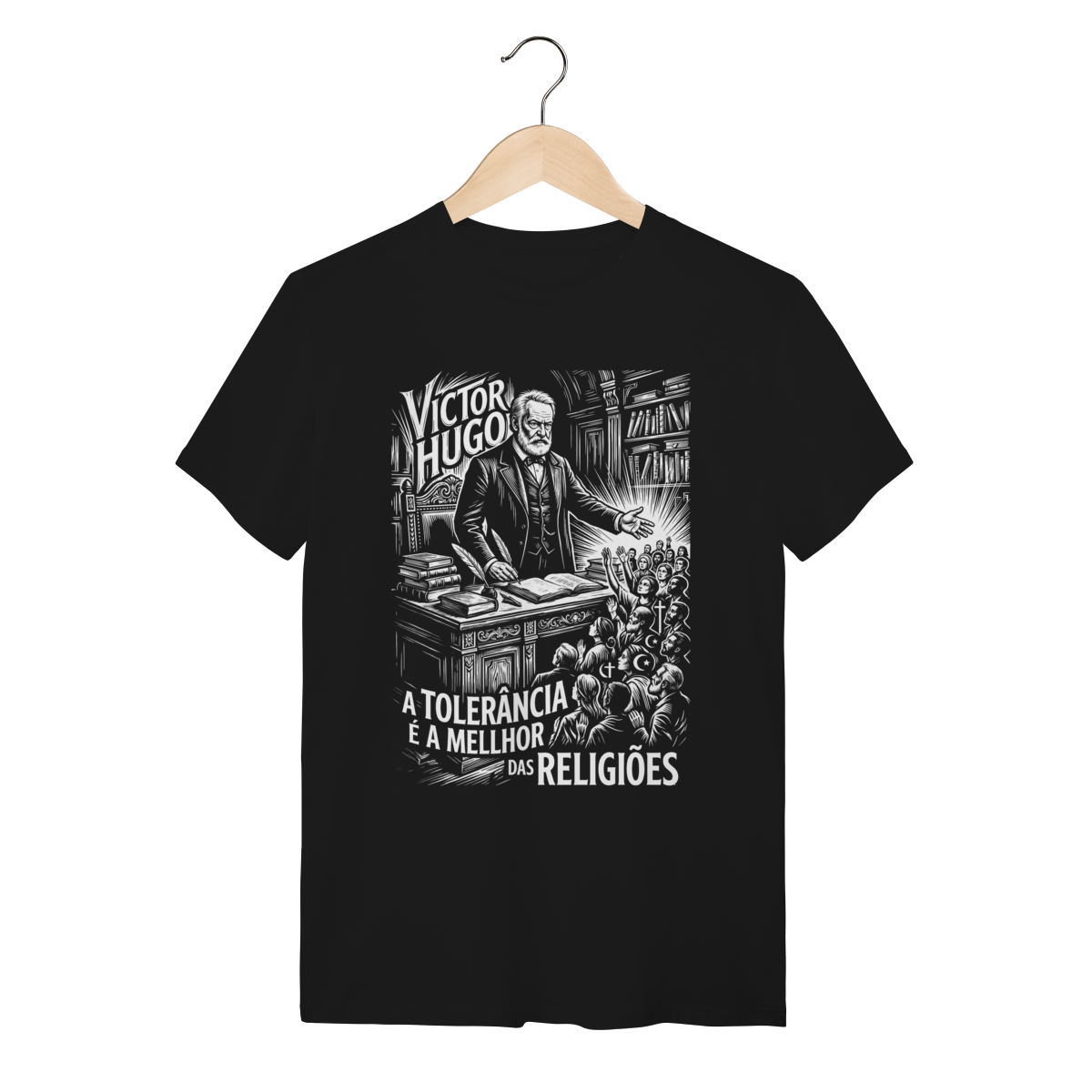 Camiseta Estampa Victor Hugo Adversidade Essência Sujeito
