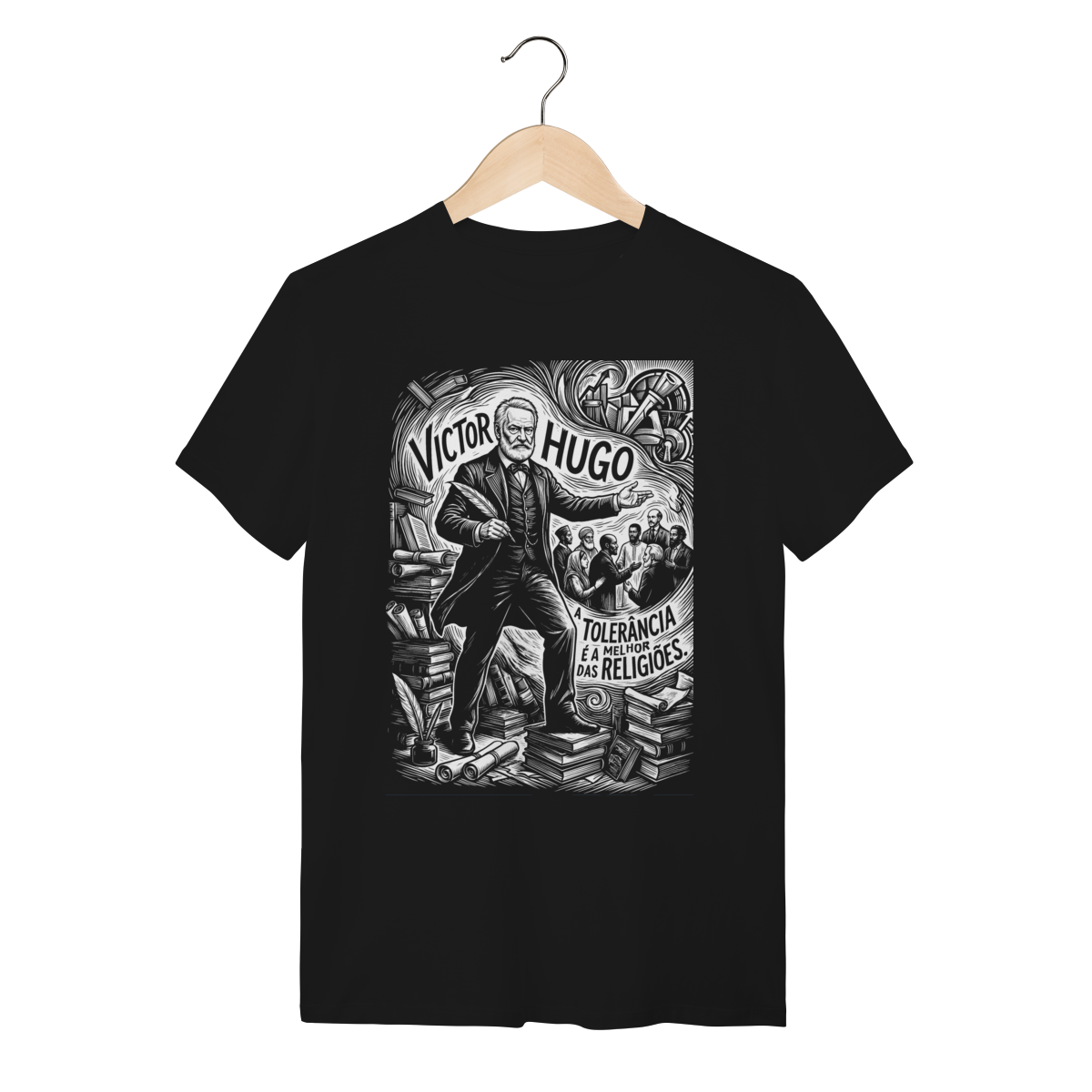 Camiseta Victor Hugo Pensamento Crítico Lei Liberdade
