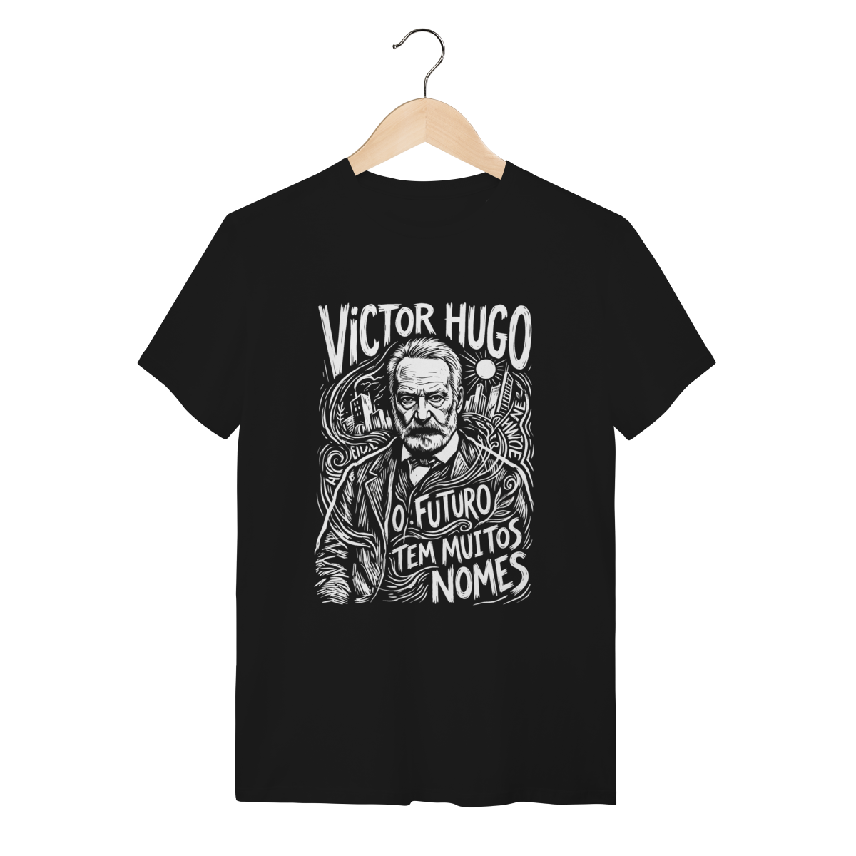Camiseta Victor Hugo Citação Lei Liberdade Design