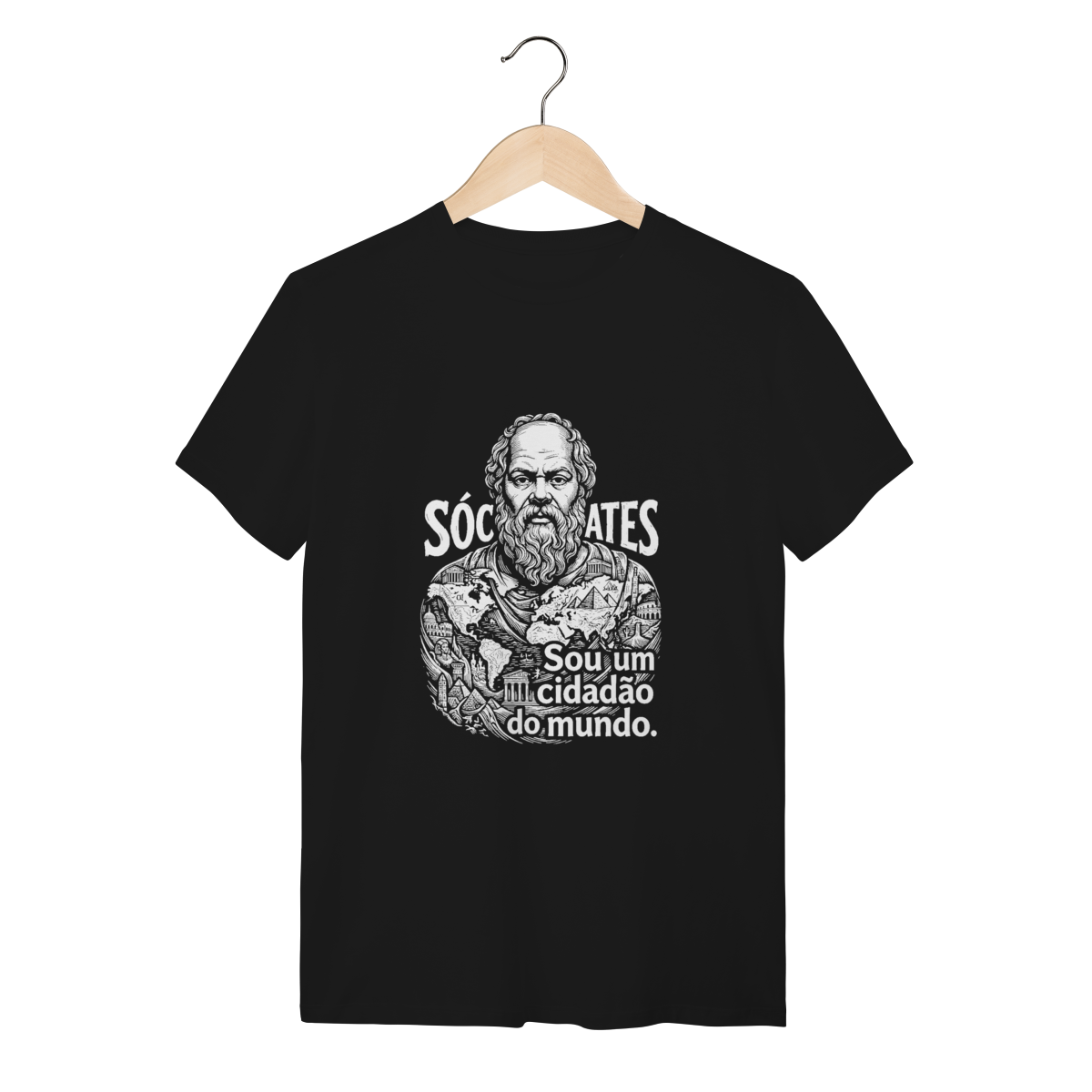Camiseta Sócrates Linocut Cidadão Do Mundo