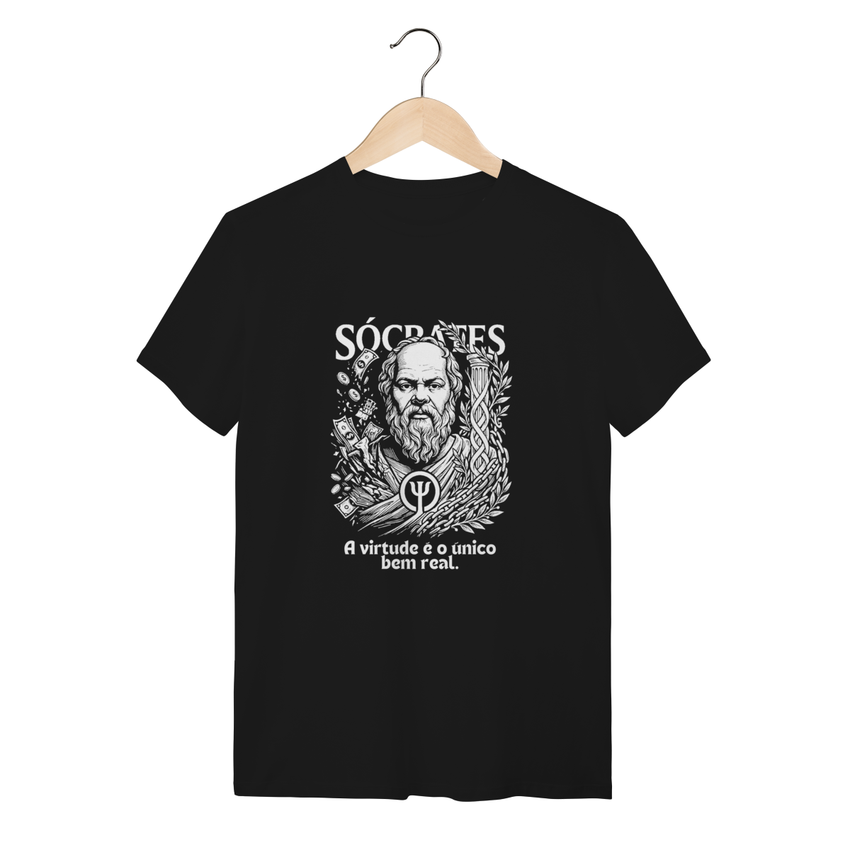 Camiseta Sócrates Linocut Virtude Bem Real