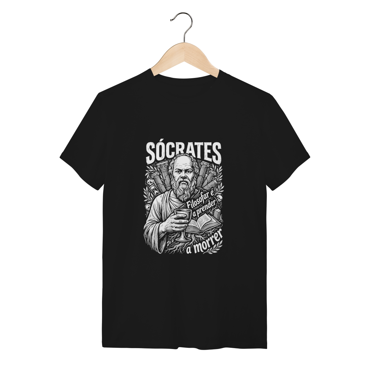 Camiseta Sócrates Linocut Filosofar E Morrer