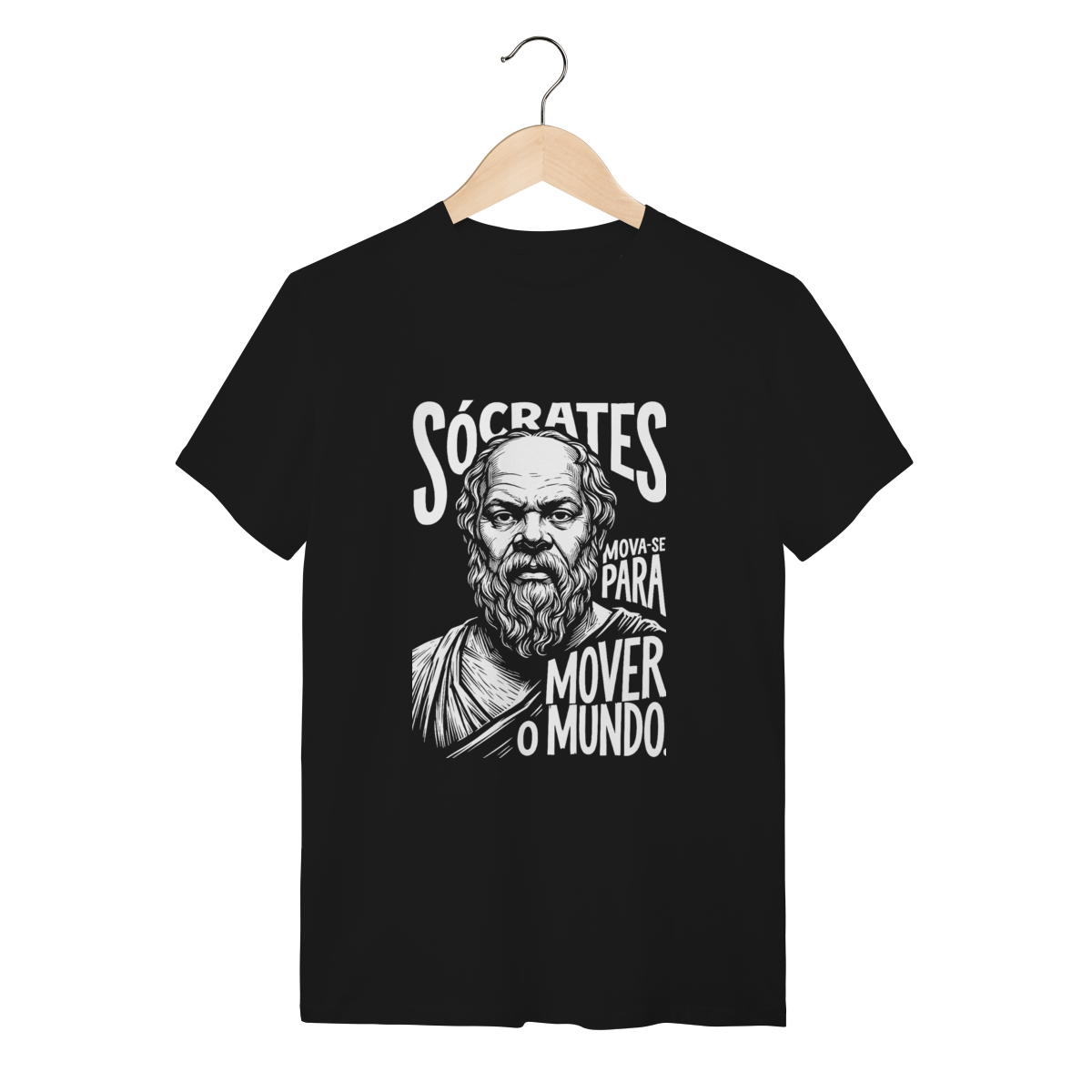 Camiseta Sócrates Linocut Mova-se Mover Mundo