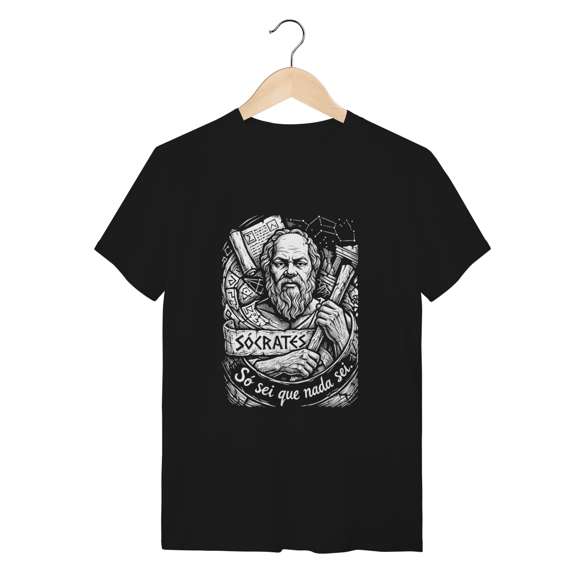 Camiseta Sócrates Só Sei Que Nada Sei Linocut Art