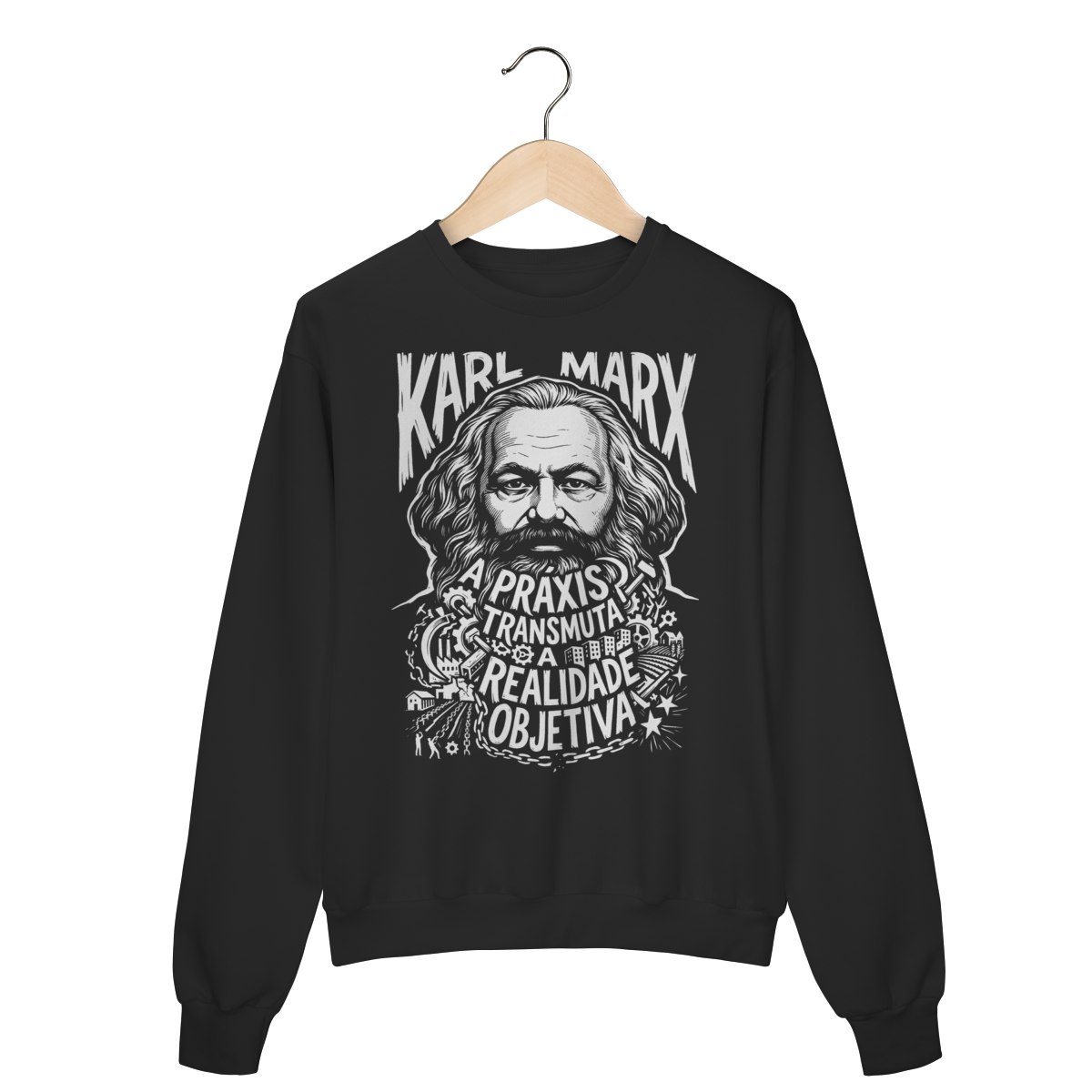 Moletom Karl Marx A Práxis Estampa Crítica Social
