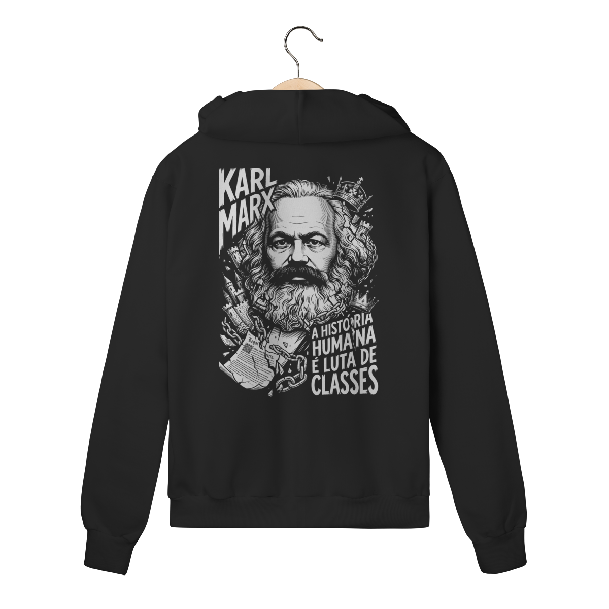 Moletom com Ziper Karl Marx Historia Luta De Classes