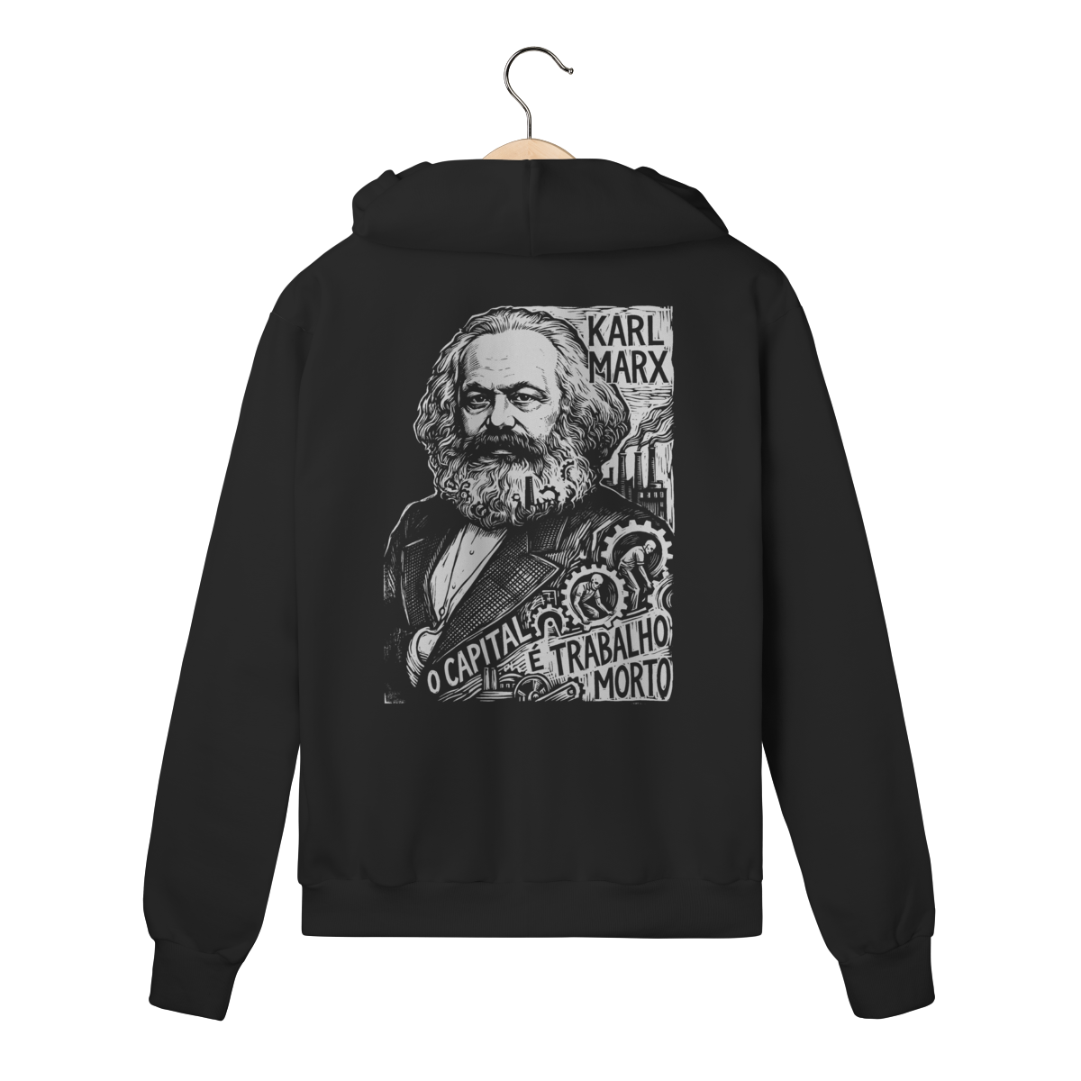 Moletom com Ziper Karl Marx O Capital Trabalho Filosofia
