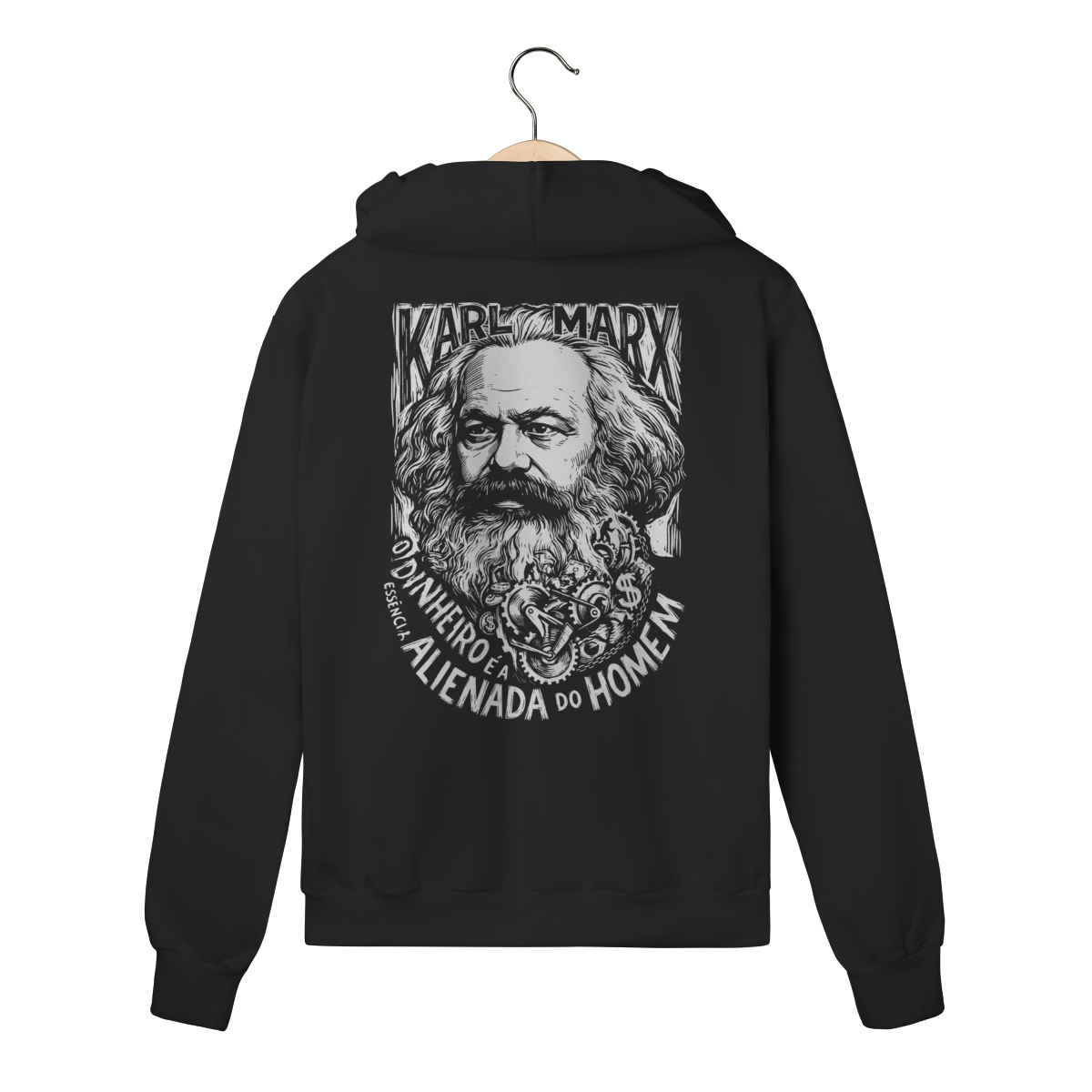 Moletom com Ziper Karl Marx O Dinheiro Essencia Alienada