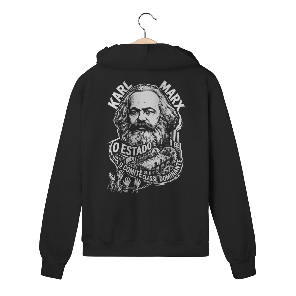 Moletom com Ziper Karl Marx Estado Comite Classe Social