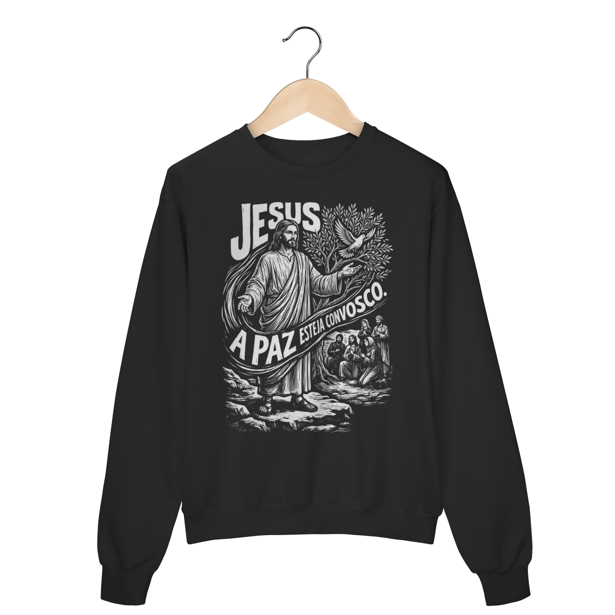 Moletom Paz Esteja Convosco Jesus Filosofia Crista