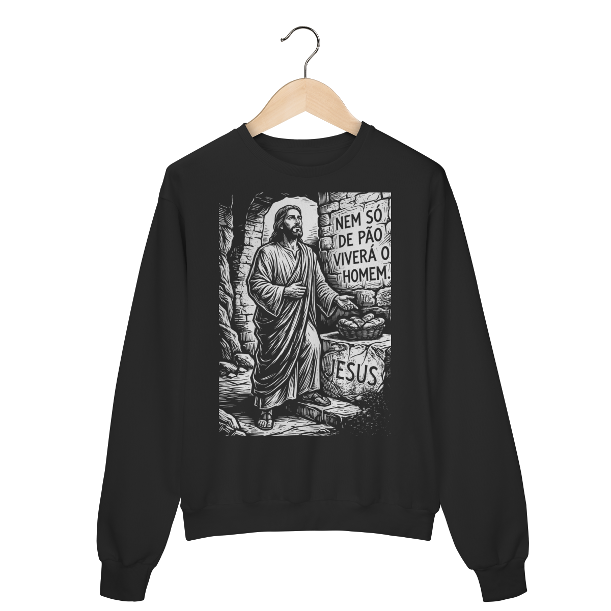 Moletom Nem Só de Pão Vivera Jesus Visão Espiritual