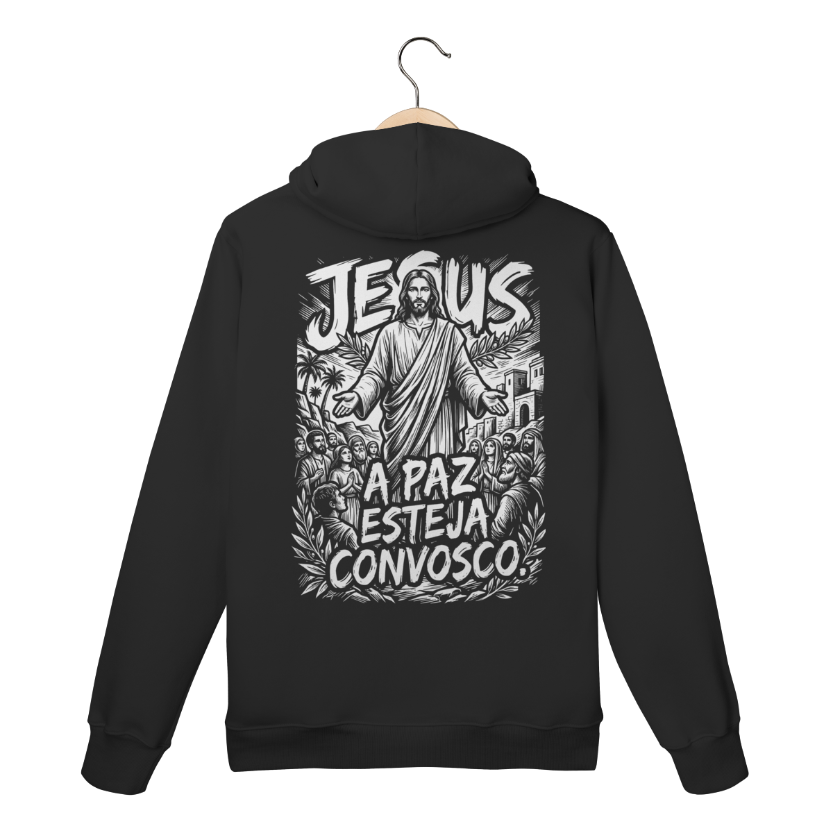Moletom Canguru Jesus A Paz Esteja Convosco Arte Sacra