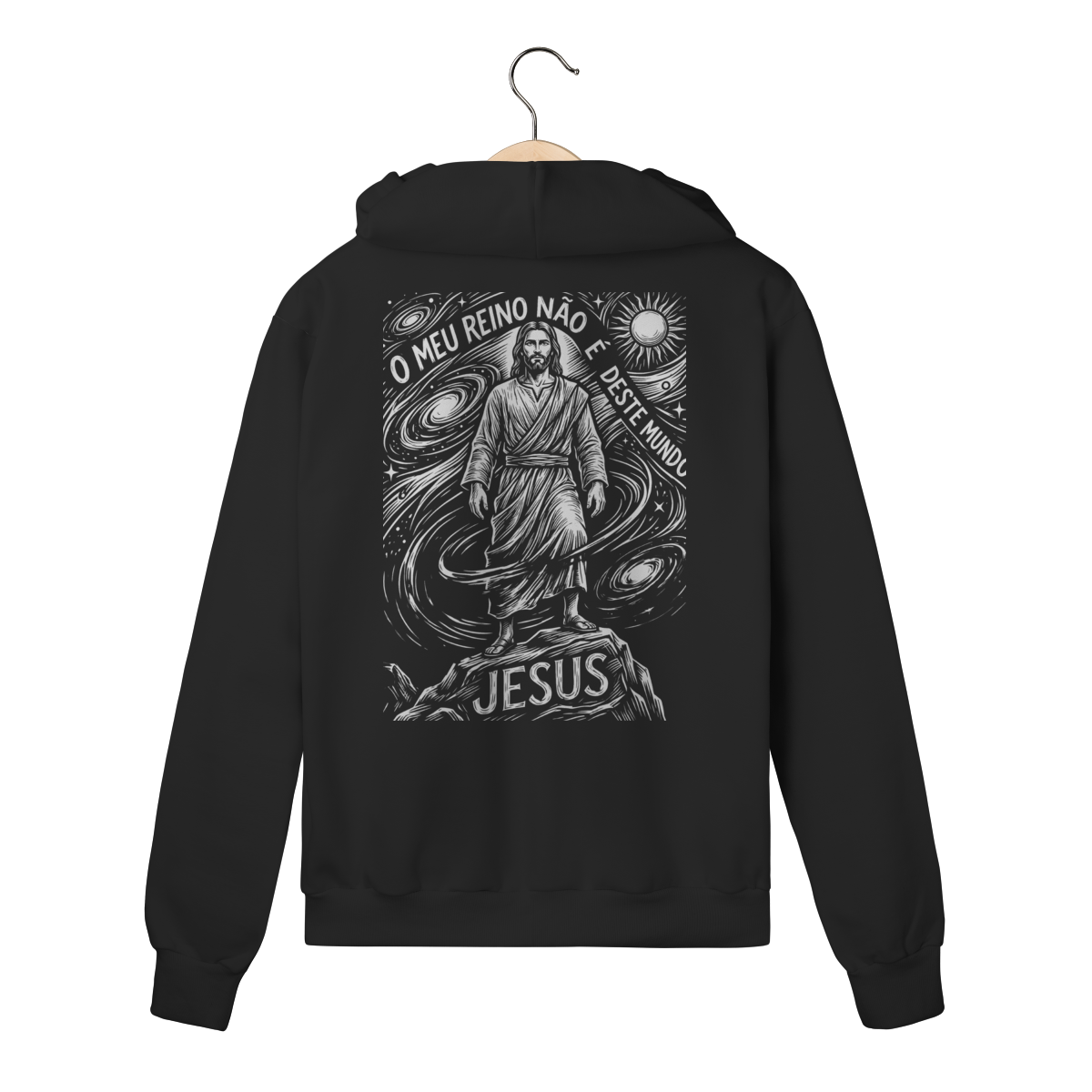 Moletom com Zíper Estampa Jesus Reino Não Deste Mundo